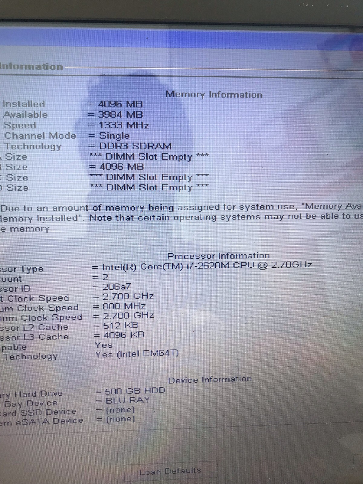 Dell Precision M4600 15.6″ i7-2620M 2.7GHZ500 HDD 4GB RAM NO OS