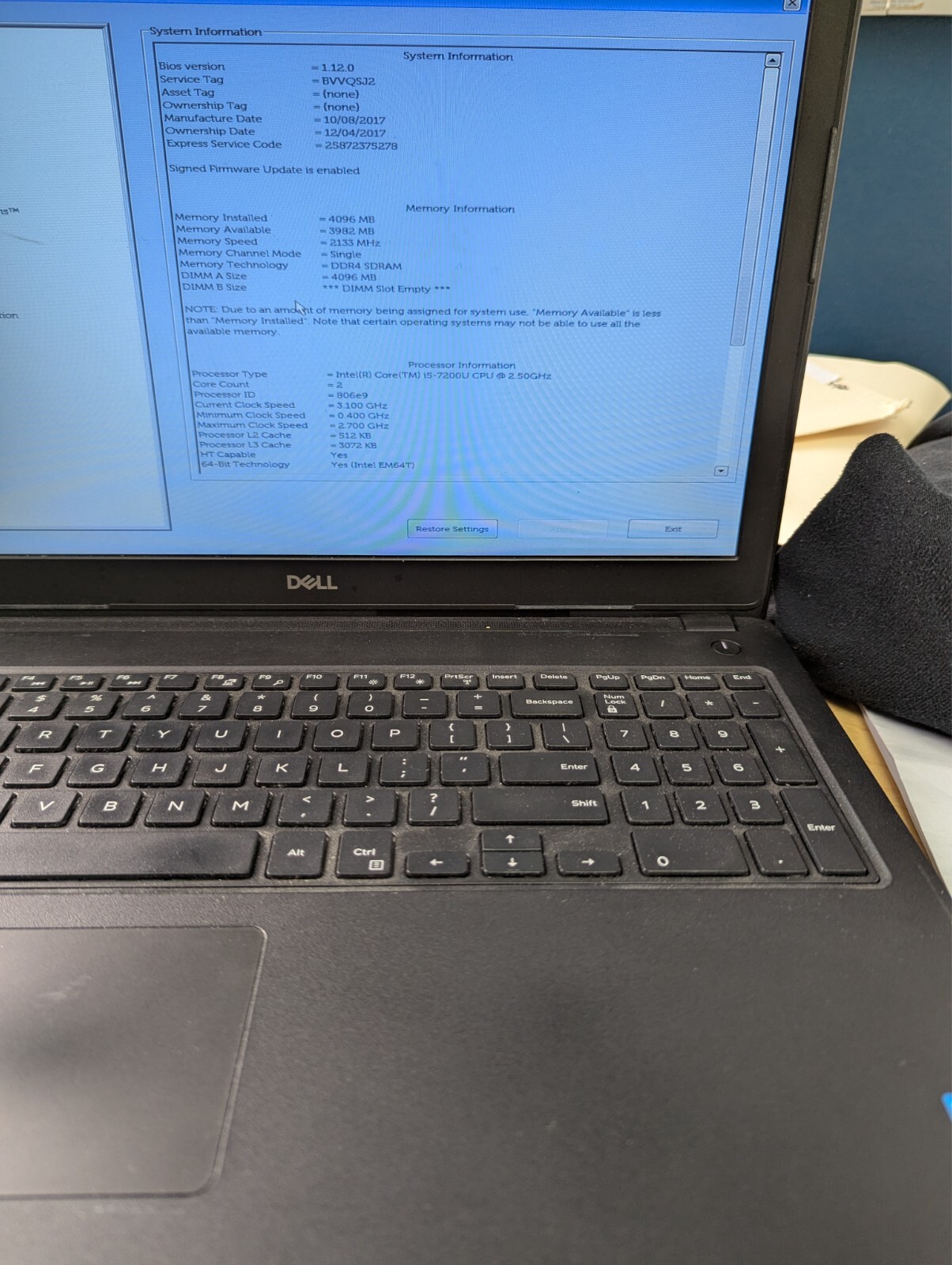 Dell Latitude 3580 15.6″ (Intel Core I5 , 250 GHz), 4 GB RAM, 500 GB HDD