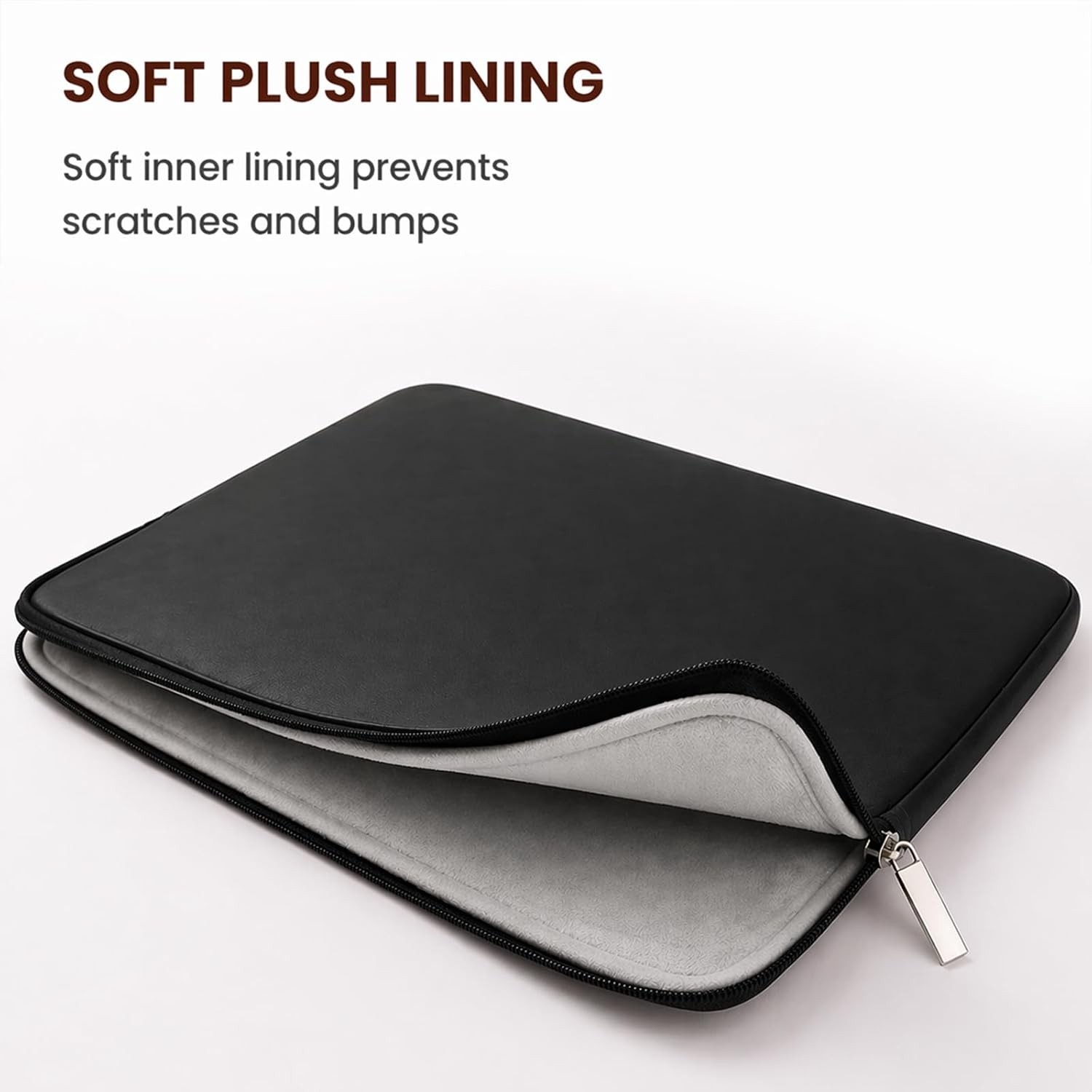 16 Inch Laptop Sleeve Soft PU Leather Case Protective Water Resistant Zipper Pad