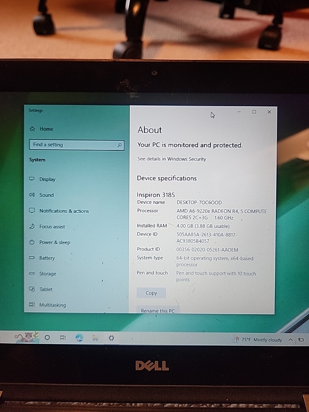 Dell Inspiron 3185 4gb Ram AMD a6-9220e