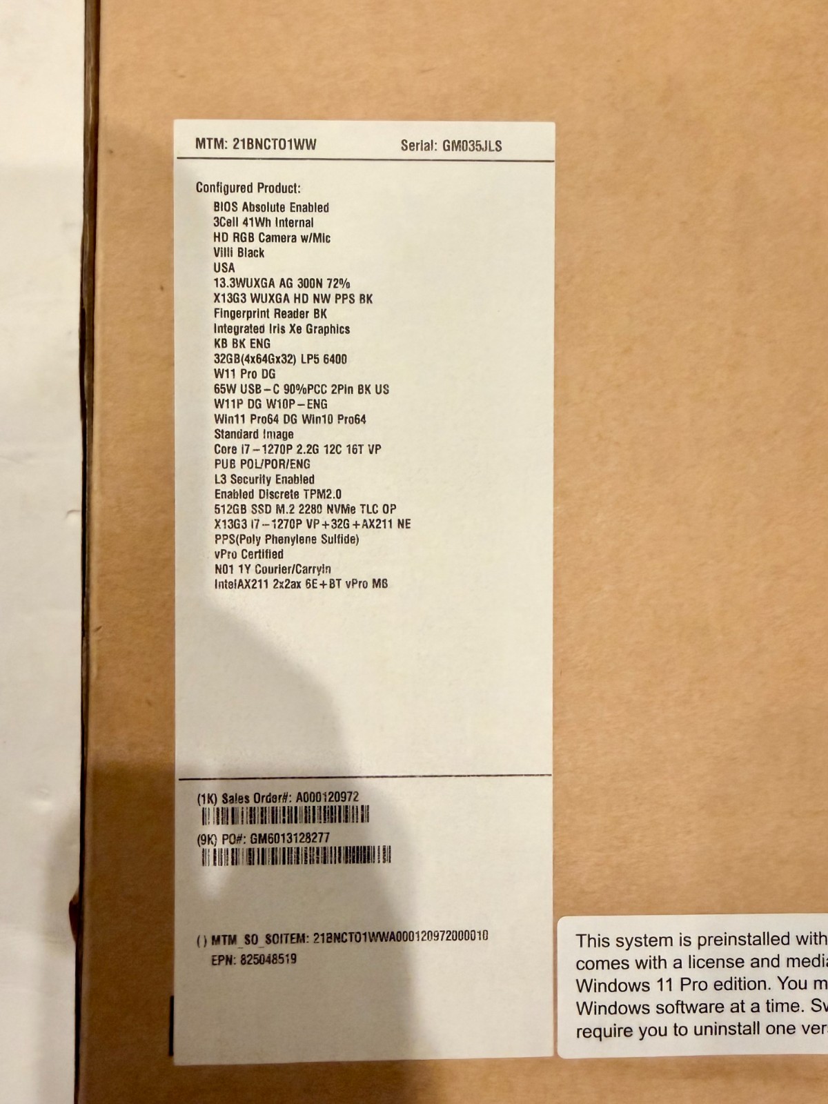 Lenovo ThinkPad X13 – 13.3″ Screen, Intel Core i7 vPro 12, 32GB RAM, 512GB SSD