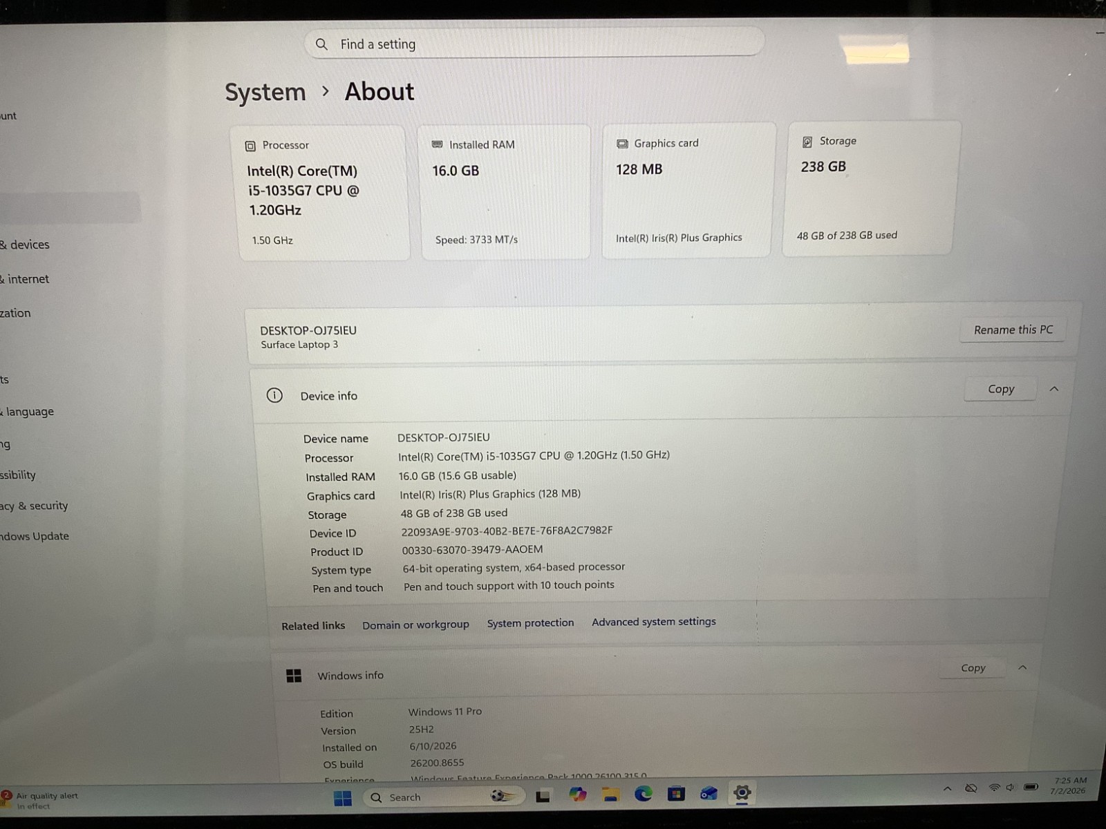 Microsoft Surface Laptop 3 13.5″ i5-1035G7 1.3GHz 16GB RAM 256GB SSD Read Desc 8