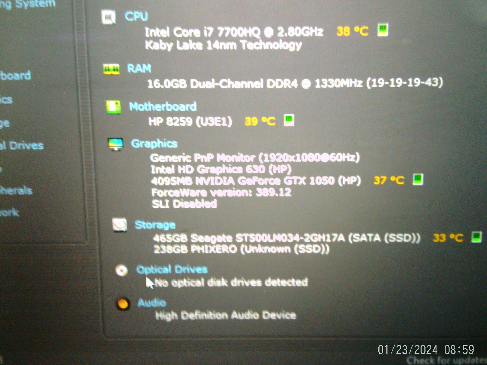 HP OMEN 15 THUNDER OMEN ax243dx,i7 intel 2.8-3.80ghz,500gb,256gb m.2,16gb, 17.3′