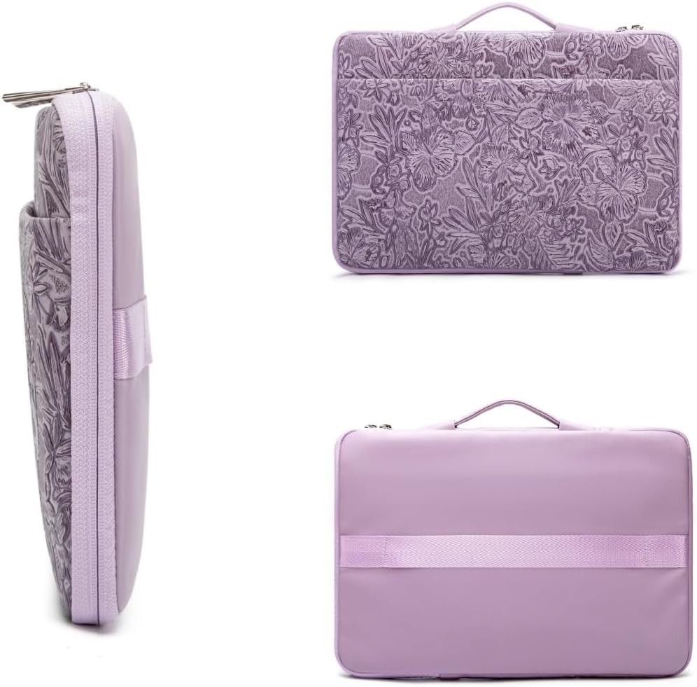 Embossed PU Leather 360° Heavy Duty Protective Laptop Sleeve for 15 inch-15.6 in