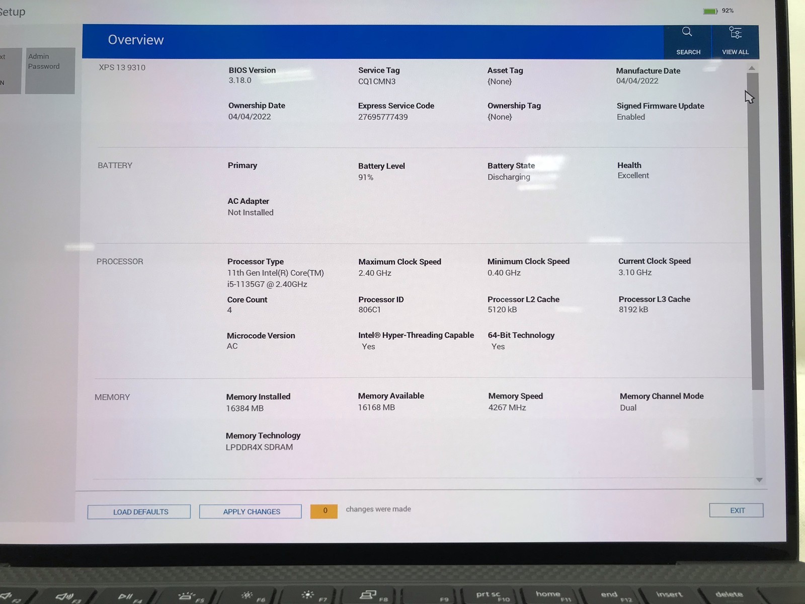 Dell XPS 13 9310 13″ – i5 2.4GHz – 16GB RAM – 256GB SSD – Grade D