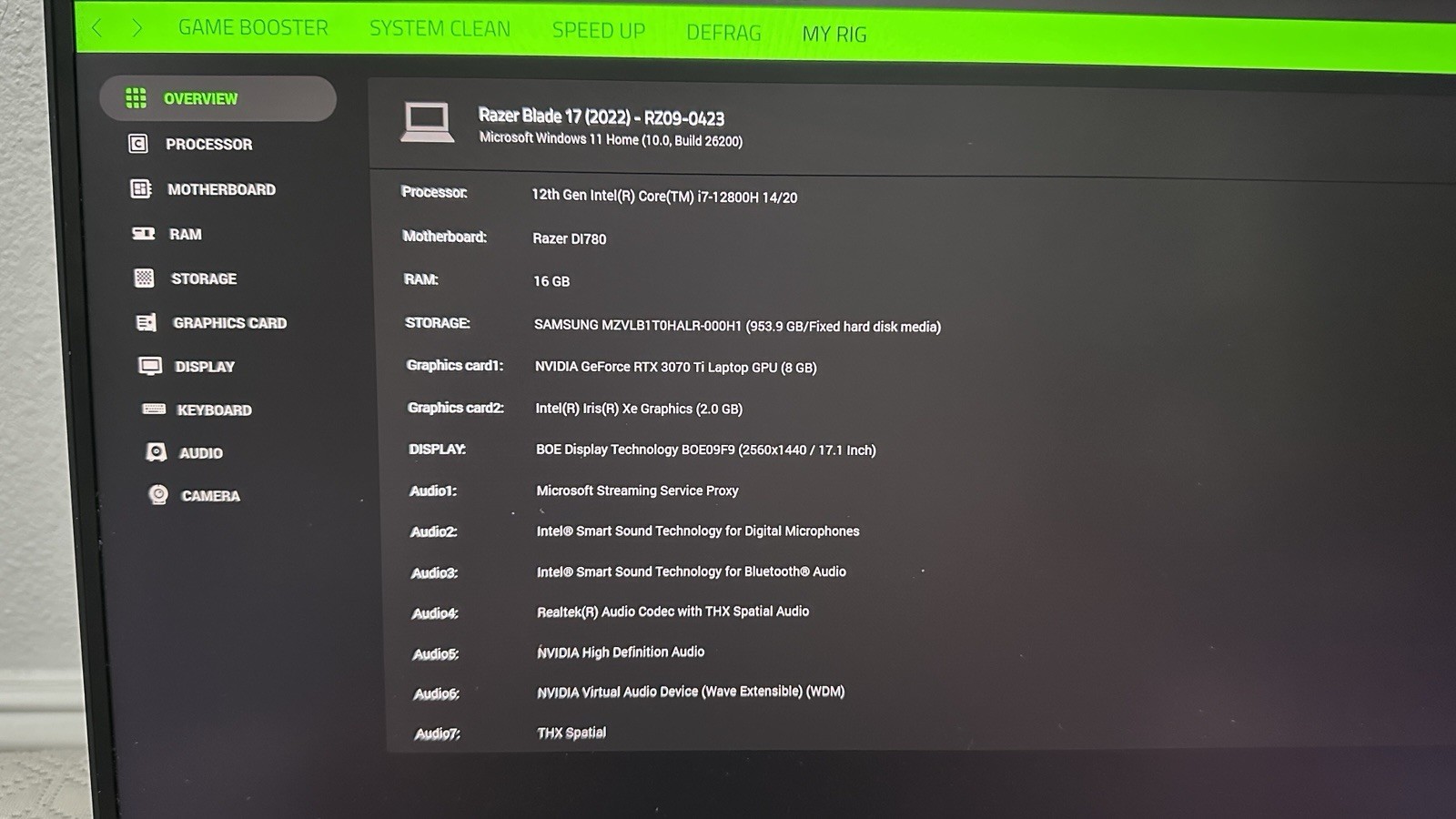 Razer Blade 17 2022 17.1 QHD 240Hz i7-12800H 16GB 1TB RTX 3070 Ti
