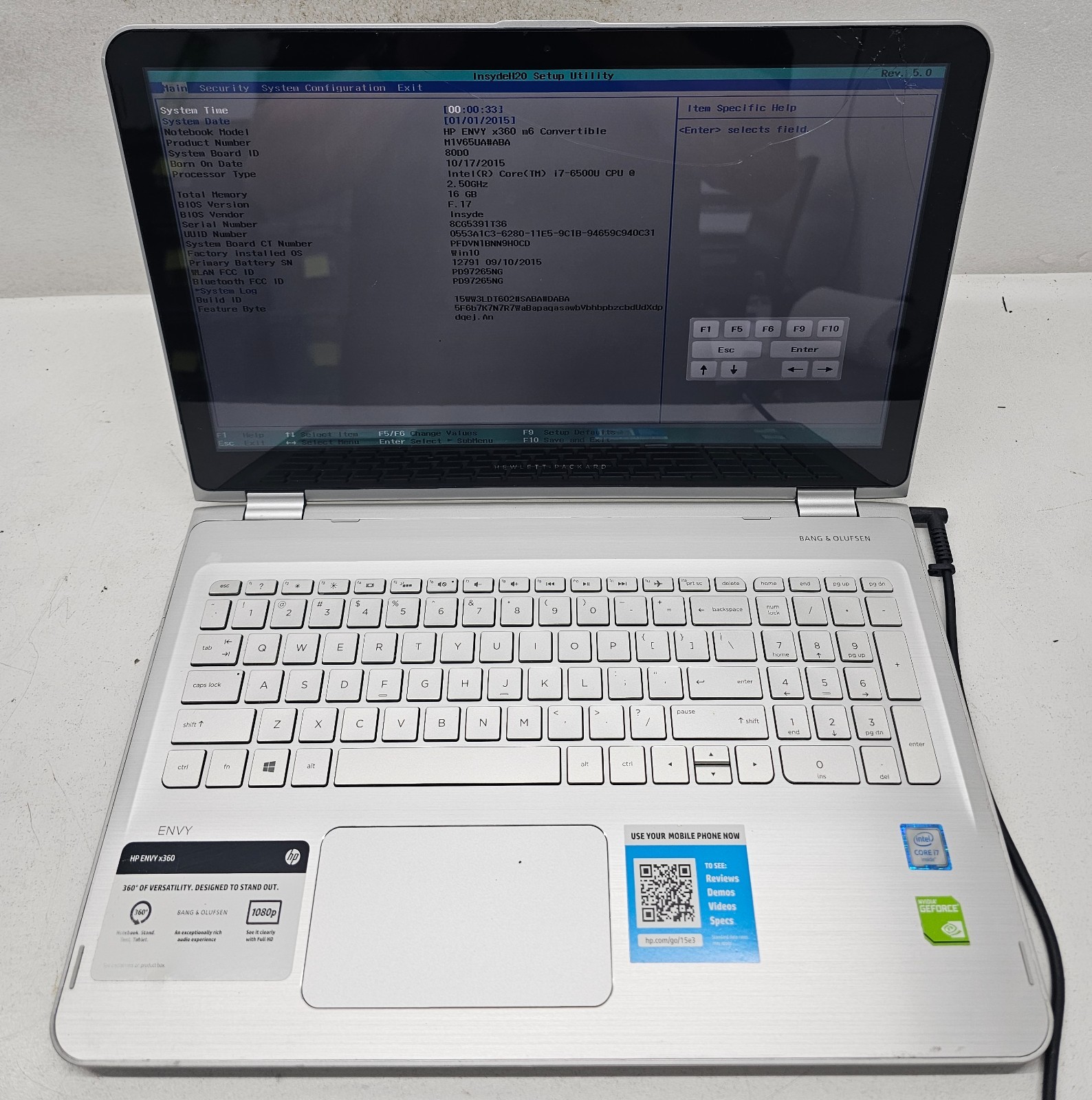 HP Envy x360 m6-w105dx 15.6″ Touch Laptop Intel i7-6500U 16GB Ram NO HD/OS (FL)