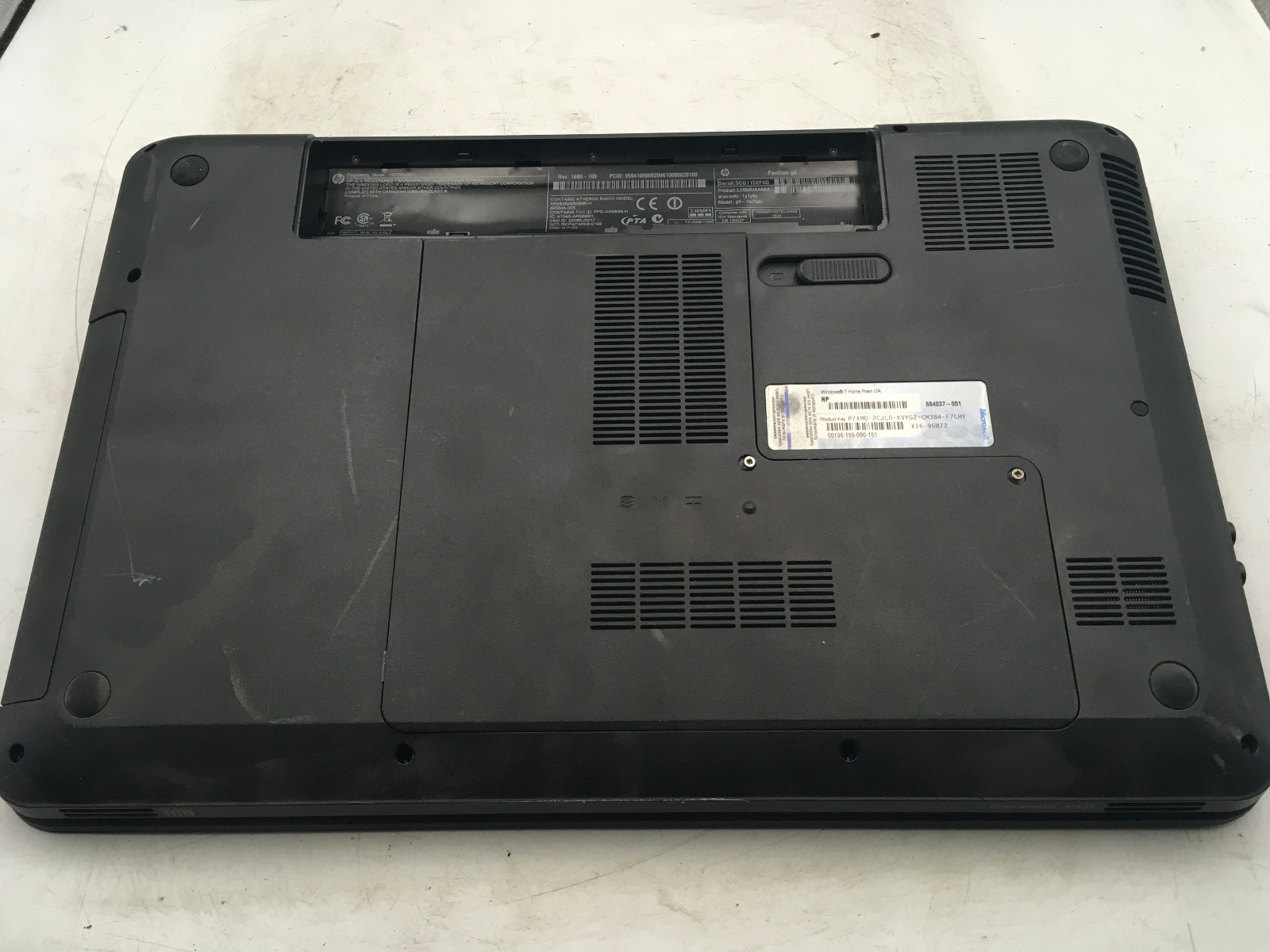 HP PAVILION G6 1A75DX – FOR PARTS/BROKEN LCD – INTEL i3-380M – NO RAM – READ -BB