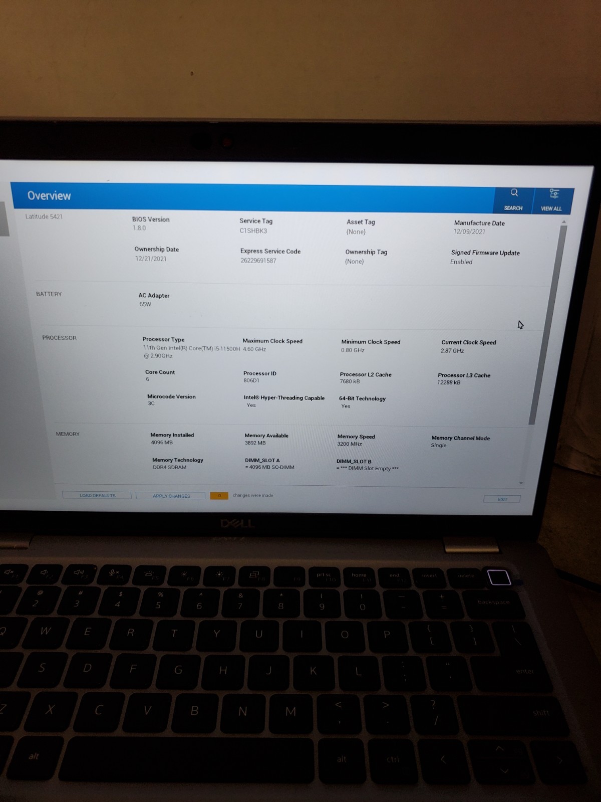 Dell 14″ Latitude 5421 i5-11500H 2.9GHz 4GB RAM No SSD/OS/BATTERY! #69