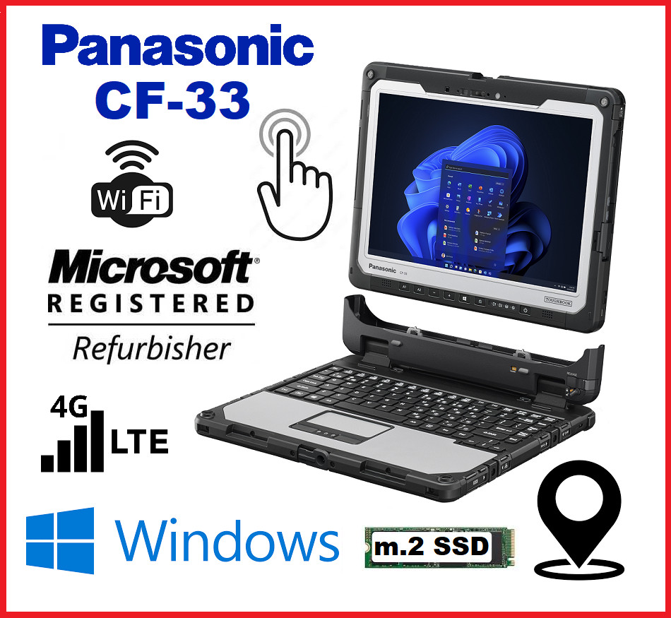 Panasonic Toughbook CF-33 i5/8GB 2TB SSD Bluetooth LTE Webcam Backlit KB Touch