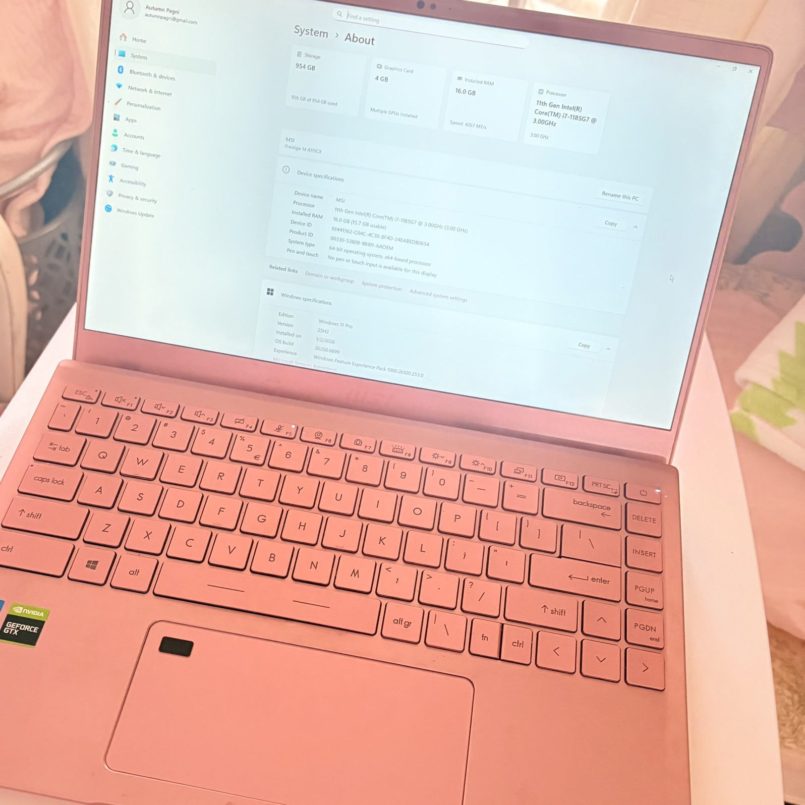 MSI Prestige 14 Rose Pink A11SCX-205 GTX 1650 1 TB SSD -READ DESCRIPTION