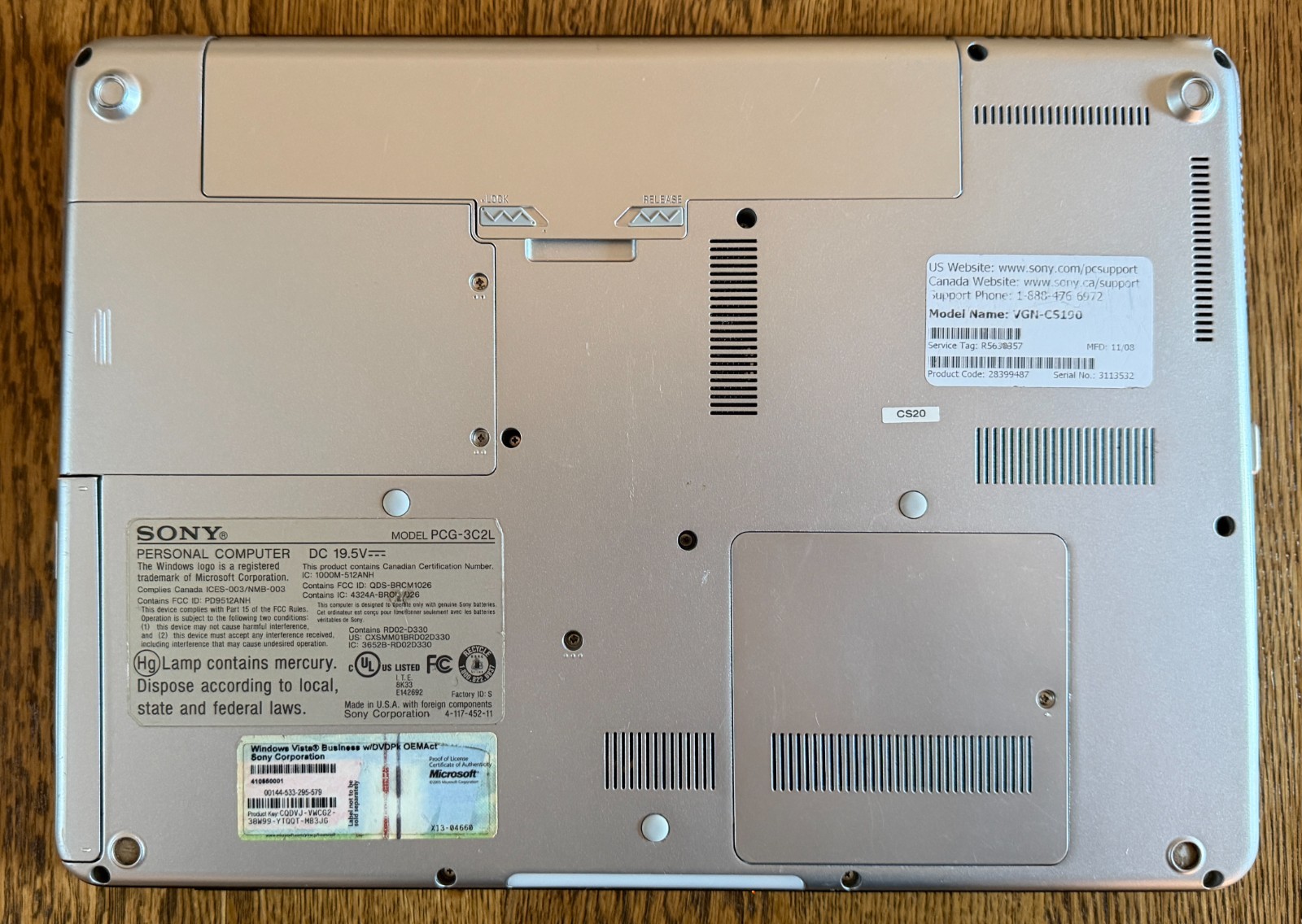 Sony VAIO VGN-CS190N 14″ Laptop, Windows 10 Pro, Core 2 Duo, DVD, SSD, 4GB Mem