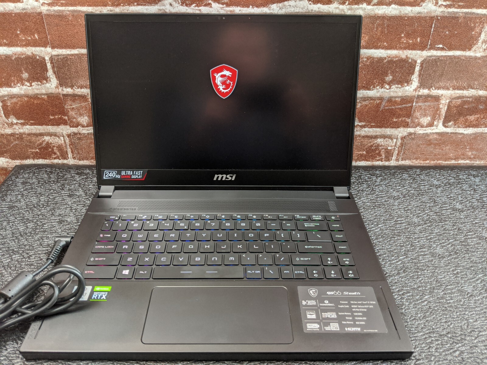MSI GS66 Stealth Laptop Intel i7-10750H 16GB RAM 1TB SSD NVIDIA RTX 2070 MAX-Q