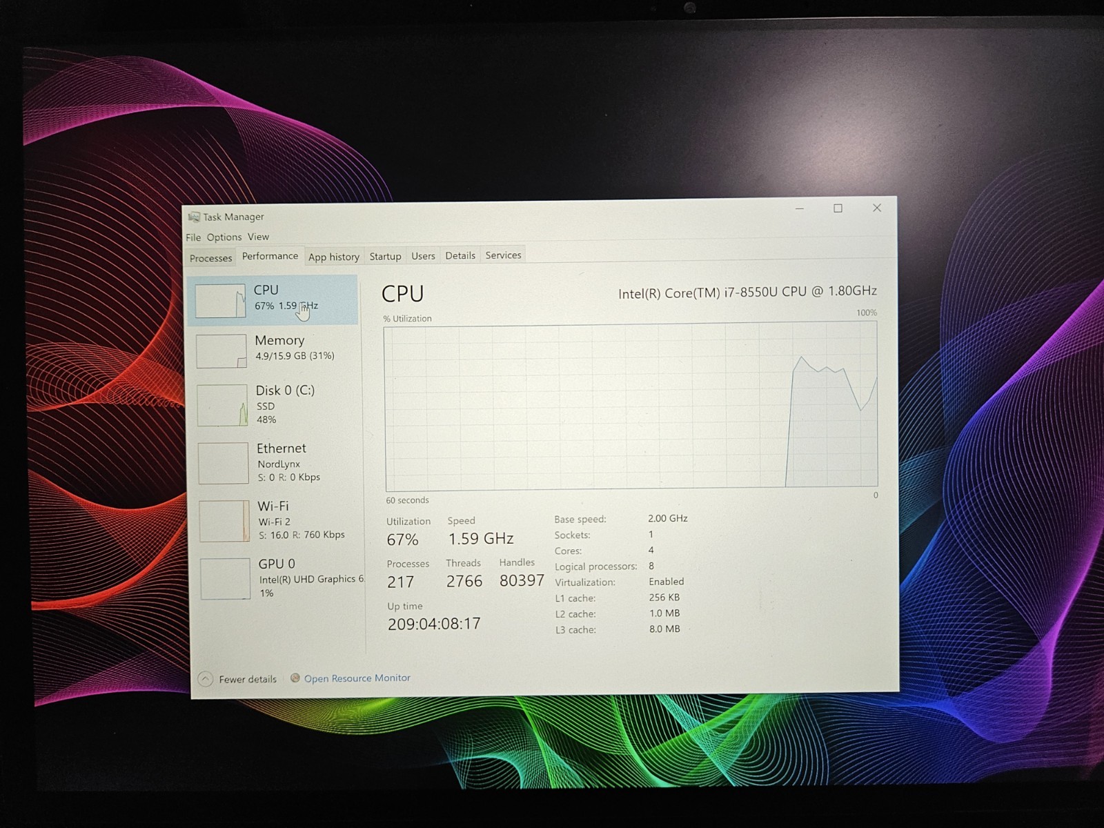 Razer Blade Stealth 13 QHD+ TOUCH i7-8550U 1.80GHz 16GB No SSD Excellent