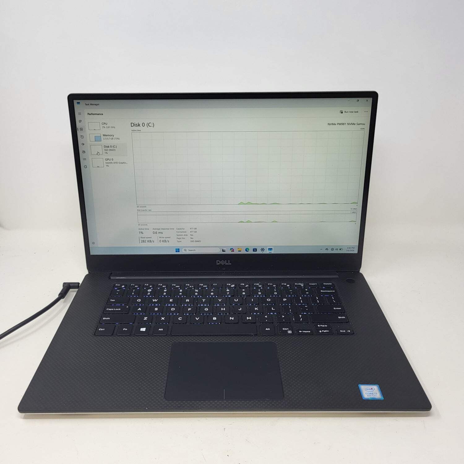 Broken Dell XPS 9570 15.6″ i7-8750H 2.2GHz 4GB RAM 512GB SSD Bad Battery