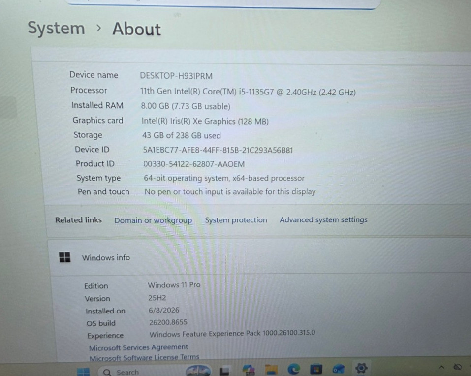 Lenovo ThinkPad T14S Gen2 I5-1135G7 8GRAM 256GSSD WIN11P Iris Xe
