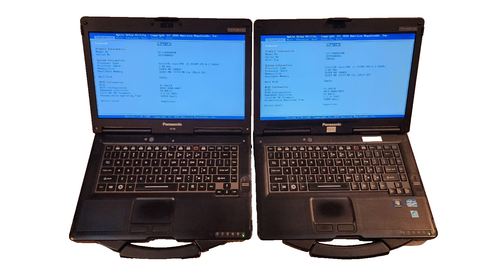 2x Lot Panasonic Toughbook CF-53 Rugged 14″ i5-2520M 16GB RAM Has HDD Caddy