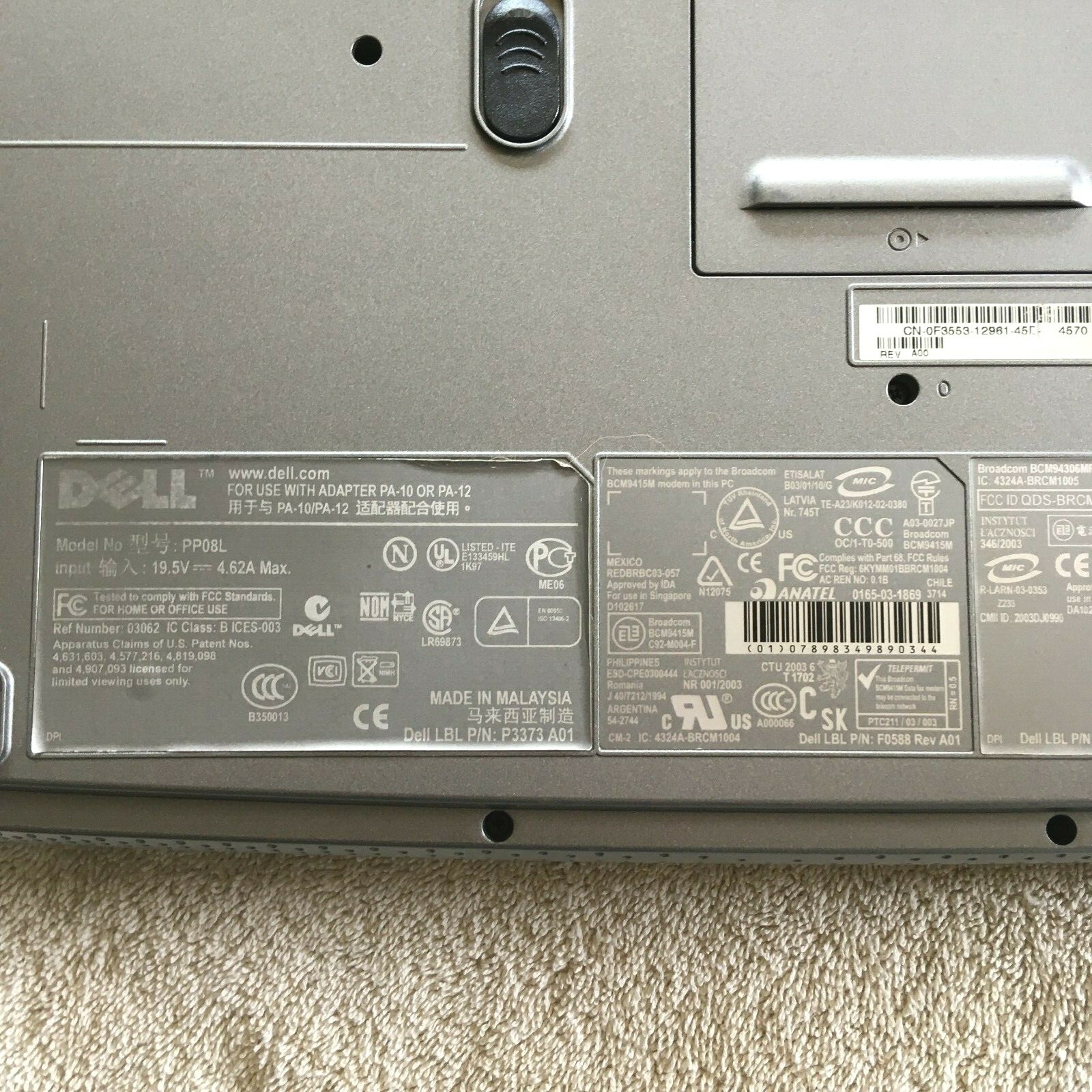 Dell Laptop Inspiron 1150 Model PP08L Auction #12