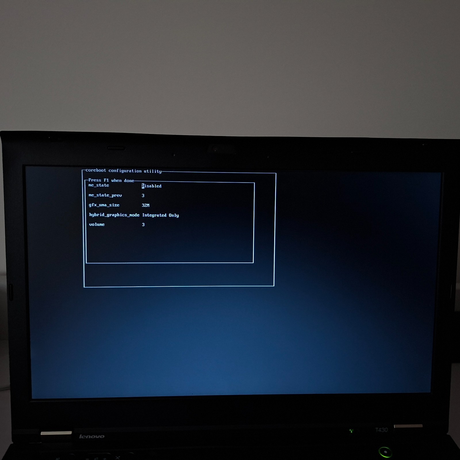 Lenovo ThinkPad T430 | Coreboot (Skulls) | HD+ 1600×900 | 8GB RAM | 128GB SSD