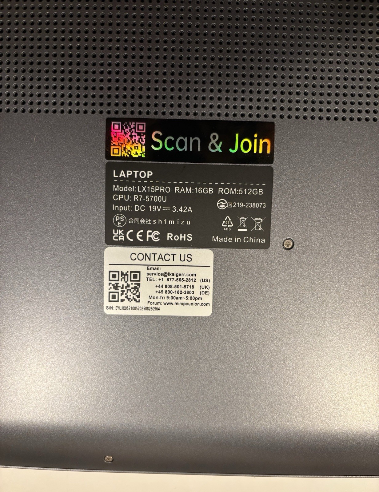 Mallrace Lx15 pro R705700U Laptop Computer READ