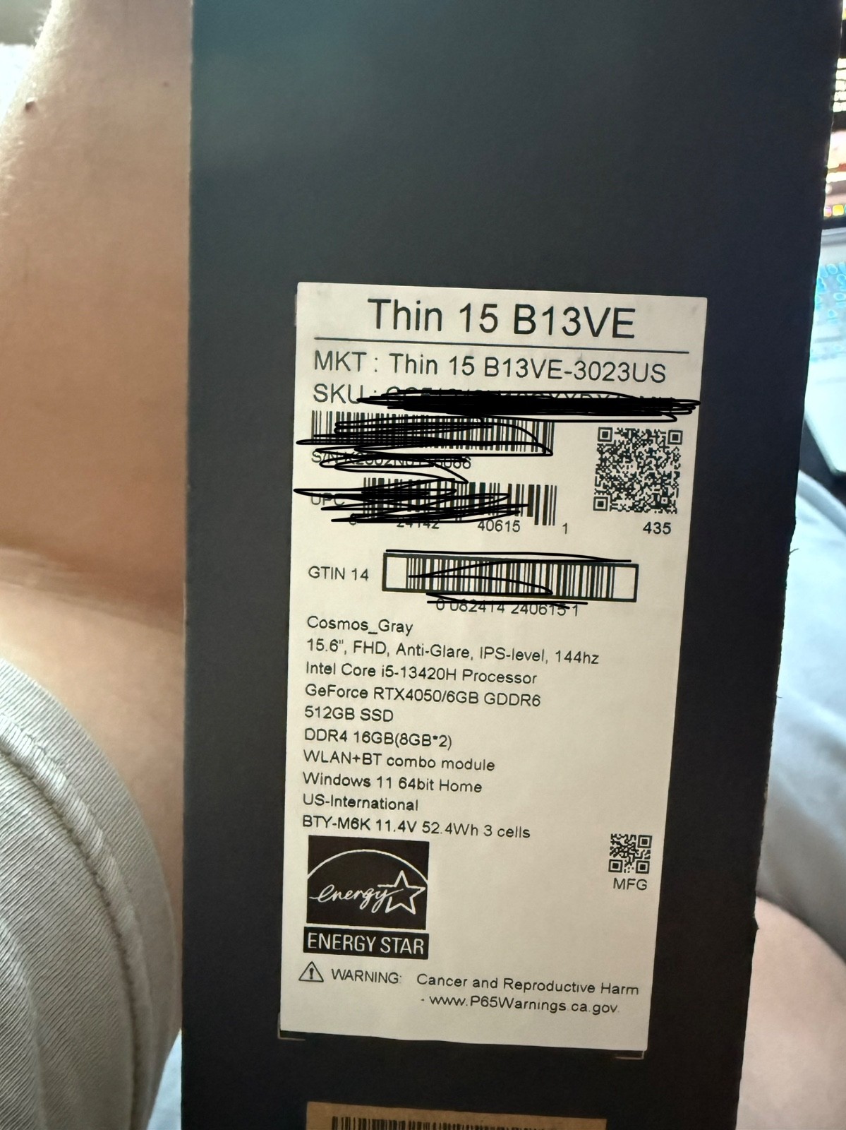 MSI gaming laptop RTX 4050