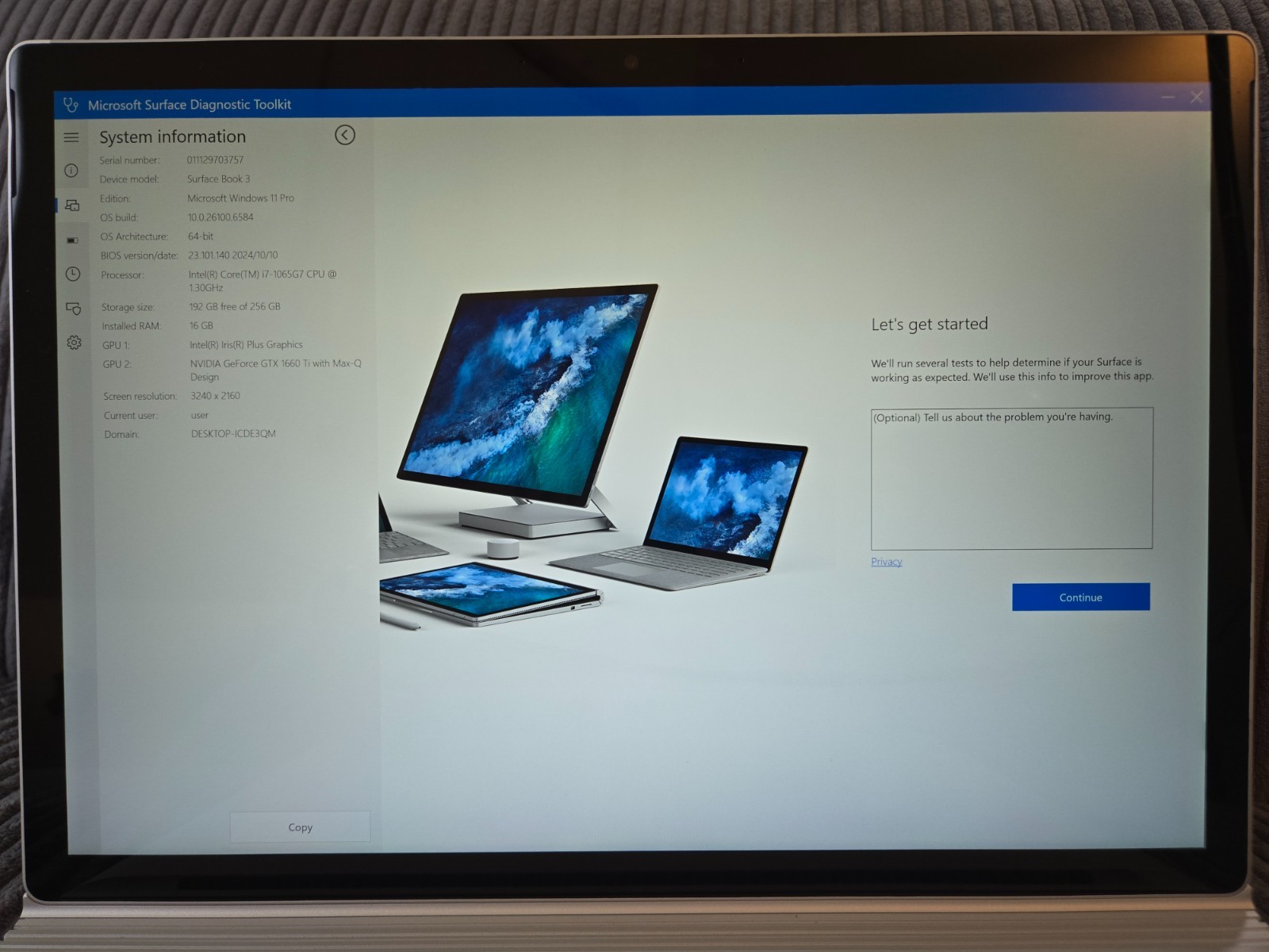 Microsoft Surface Book 3 15″ (256GB SSD, Intel i7-1065G7 GTX 1660 Ti 16GB RAM)