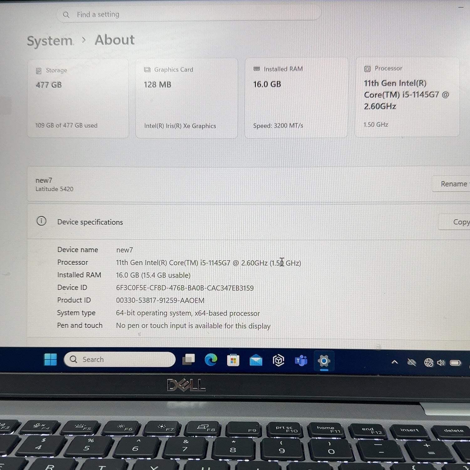 Dell Latitude 5420 14″ i5-1145G7 2.6GHz 16GB RAM 512GB SSD