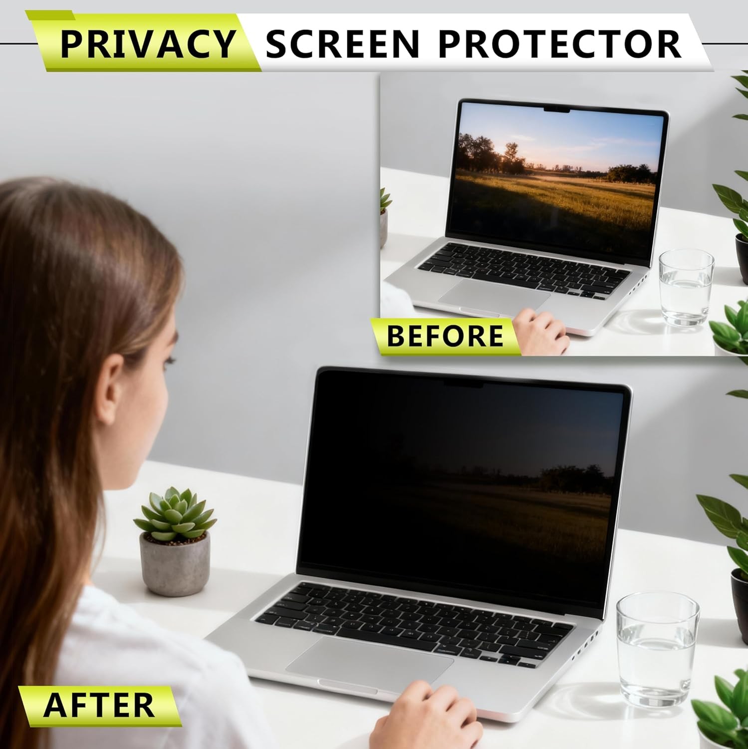 11.6 Inch Laptop Privacy Screen Protector for 16:9 Aspect Laptop with Camera Cov