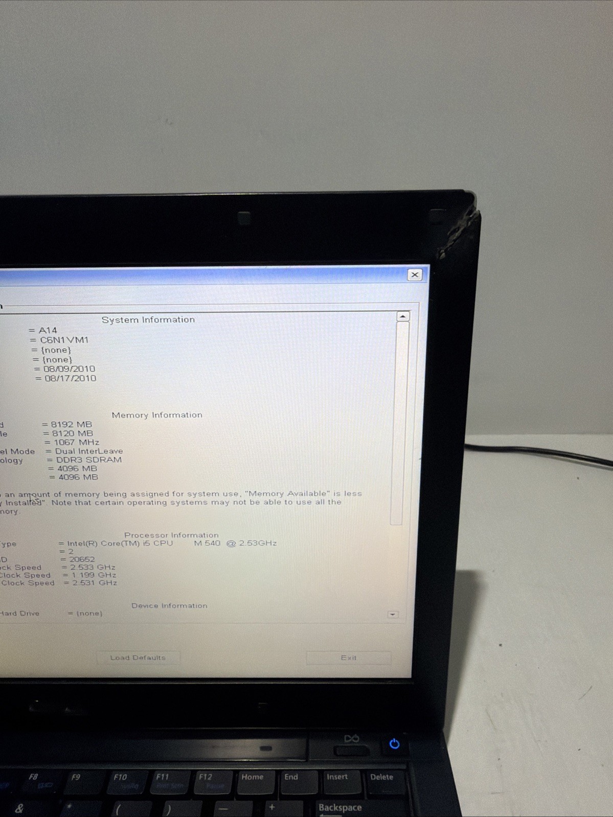 Dell Latitude E4310 14″ Laptop i5 M540 8gb Ram No Drives Boots Bios No P/S