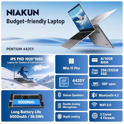 2026 Laptops Computer,15.6″ Windows 11 Pro Laptop 15.6 Inches Silver 256 GB