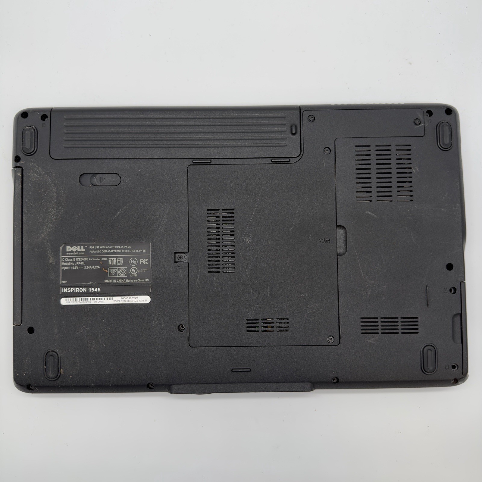 Dell Inspiron 1545 Intel Pentium Dual-Core T4300 2.1GHz No HDD, Bad Batt L18