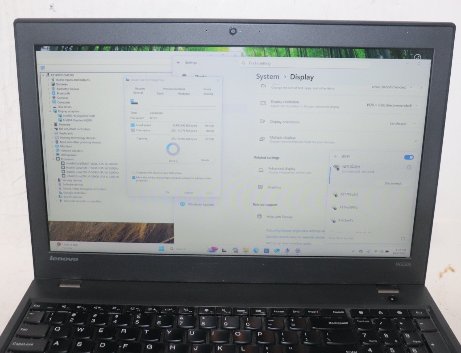 Lenovo ThinkPad W550s|Intel core i7@2.60GHz|16GB RAM|256GBSSD|WIN11.Prof|NVIDIA