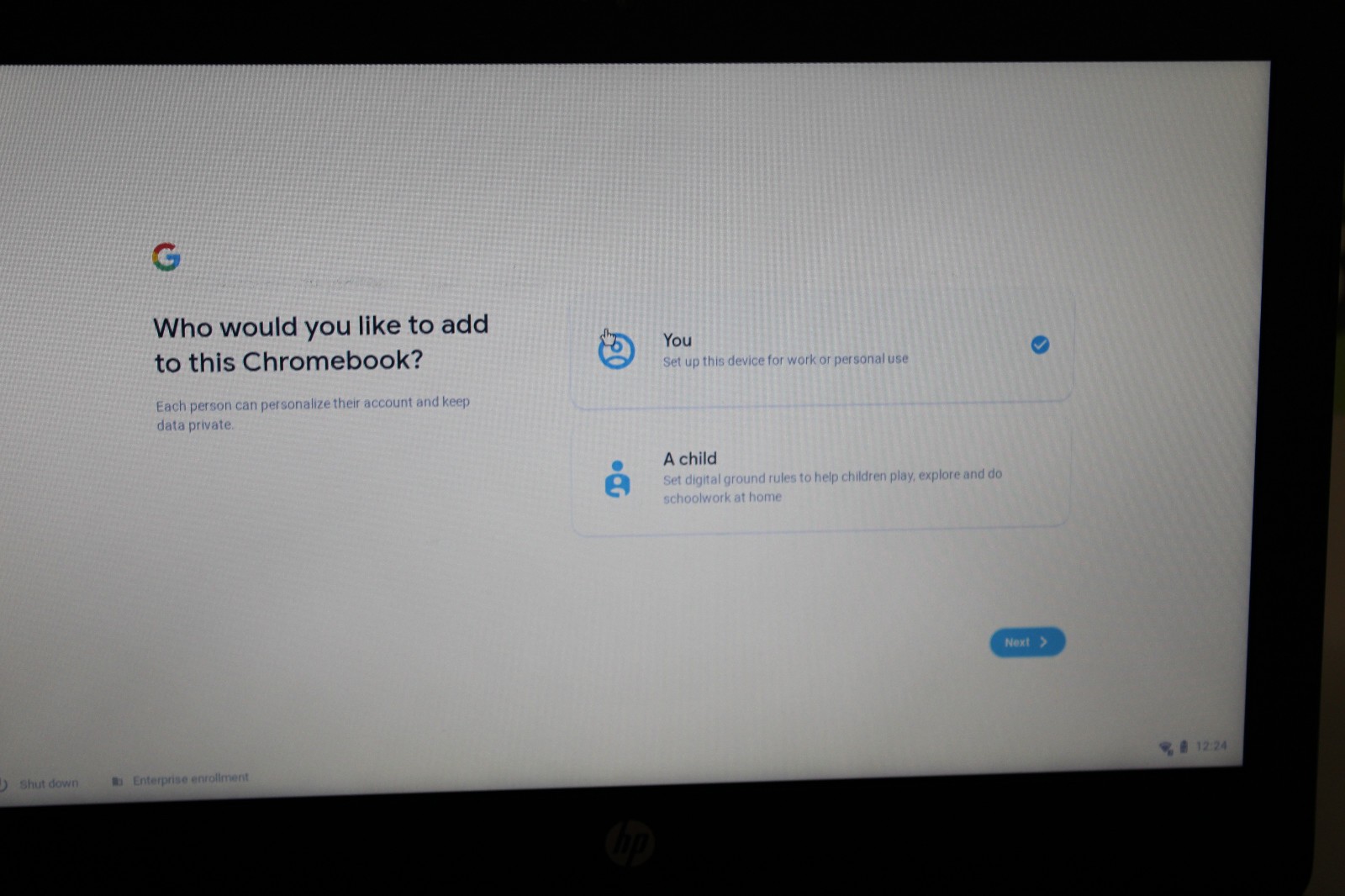 HP Chromebook 11a G8 EE Celeronn N3060 @ 1.6 GHz 2GB RAM 16GB SSD ChromeOS