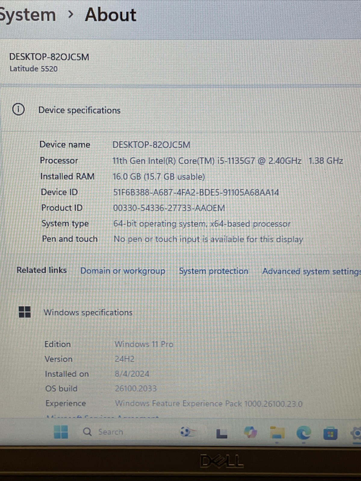 Dell Latitude 5520 15.6” HD i5-1135G7 16GB 256GB SSD Win11 Pro OEM Charger
