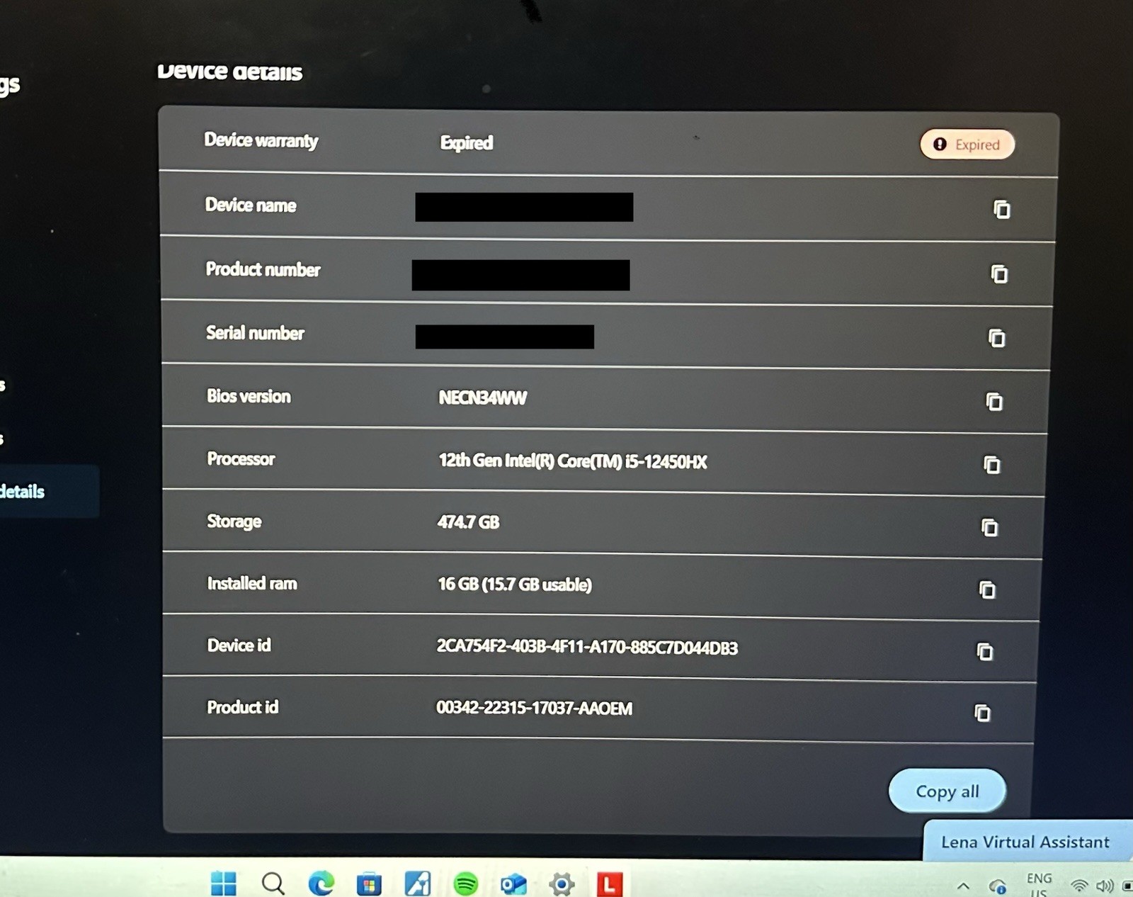 Lenovo LOQ 15 Gaming Laptop RTX 3050 6GB, i5-12450HX, 16GB RAM, 500GB SSD