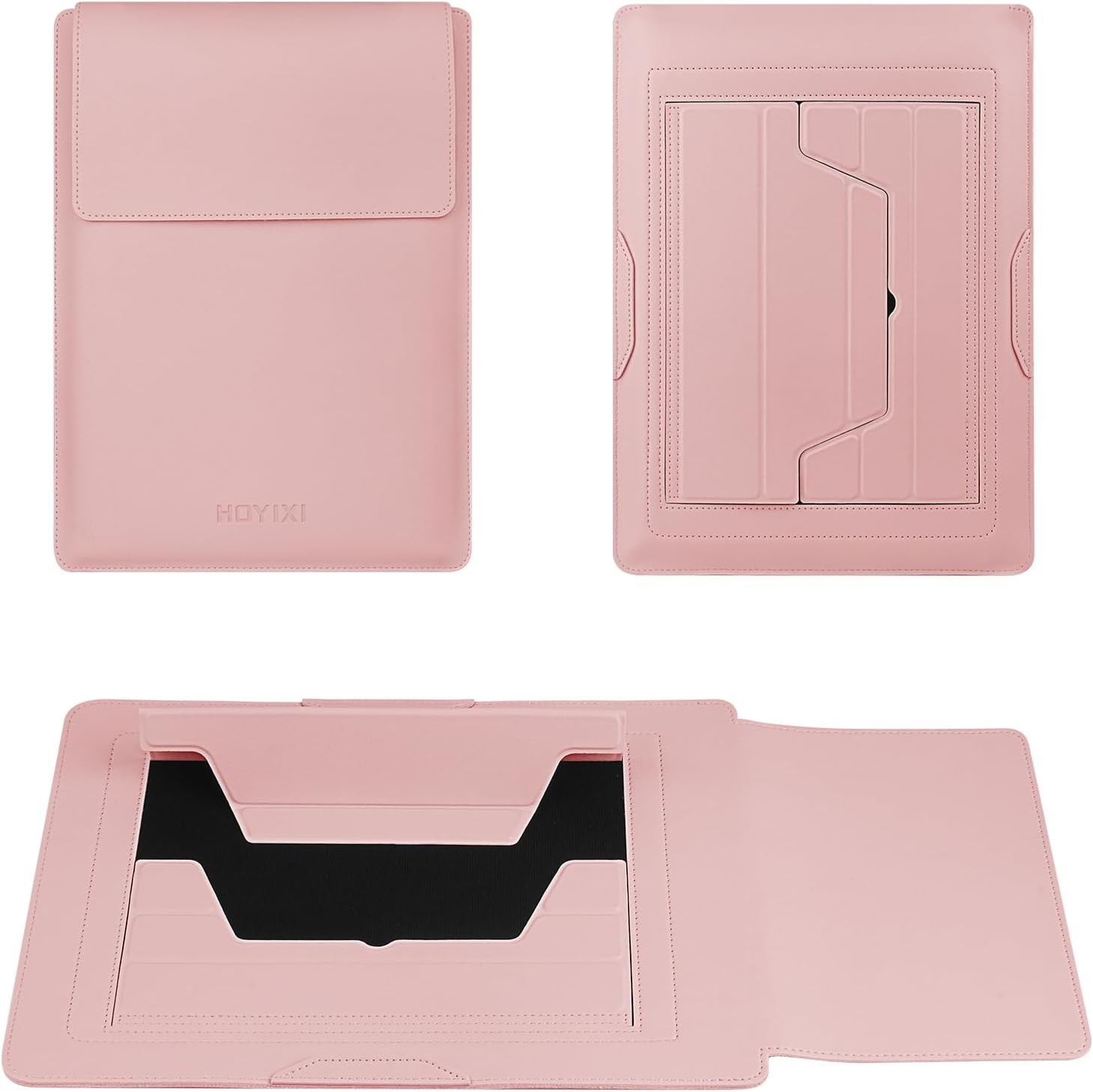 PU Leather Laptop Sleeve Case with Stand for 15.6″ MacBook Pro 16/15.4” Pink