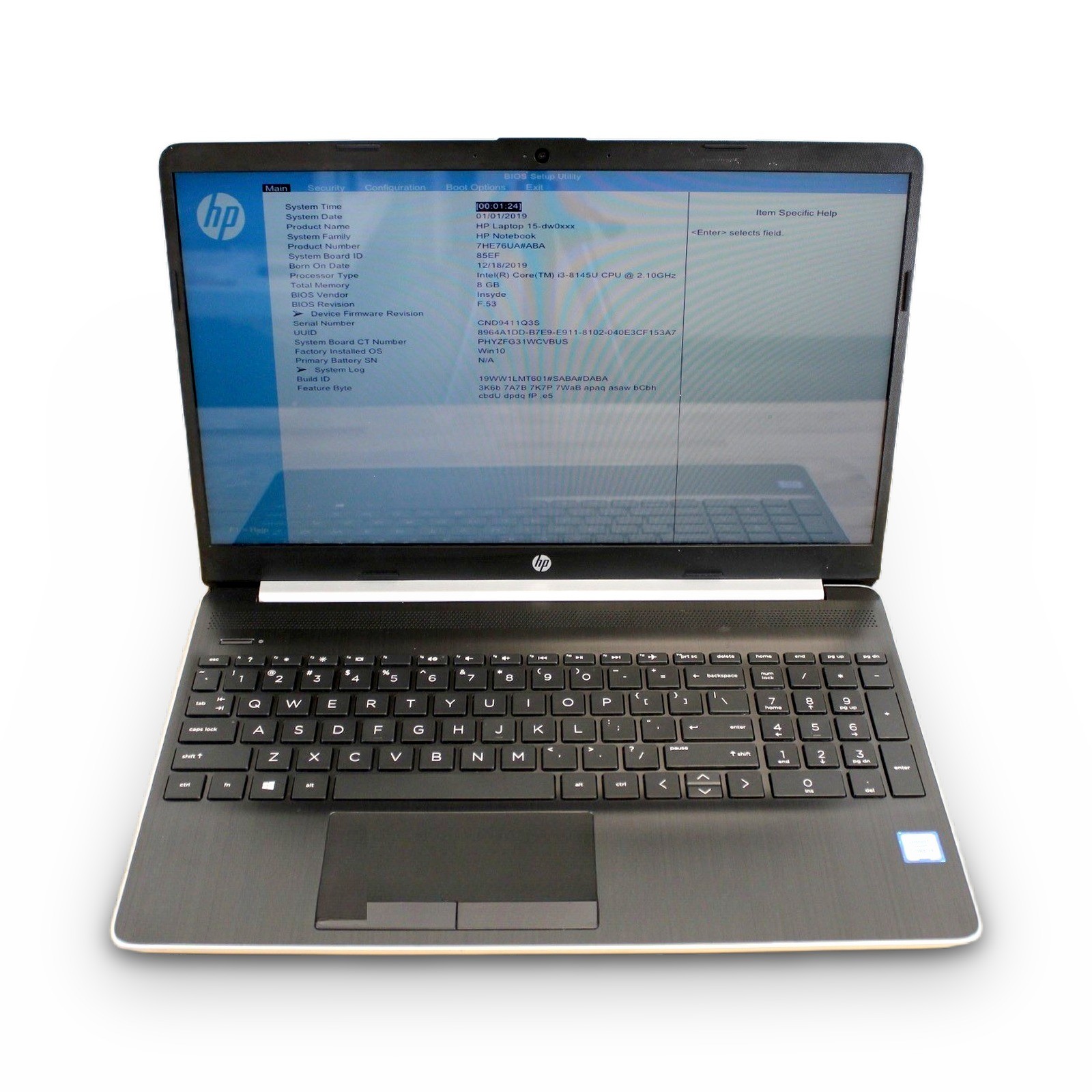 HP 15-dw0050od 15.6in Touch i3-8145U 2.10GHz 8GB No OS, Drive, Battery