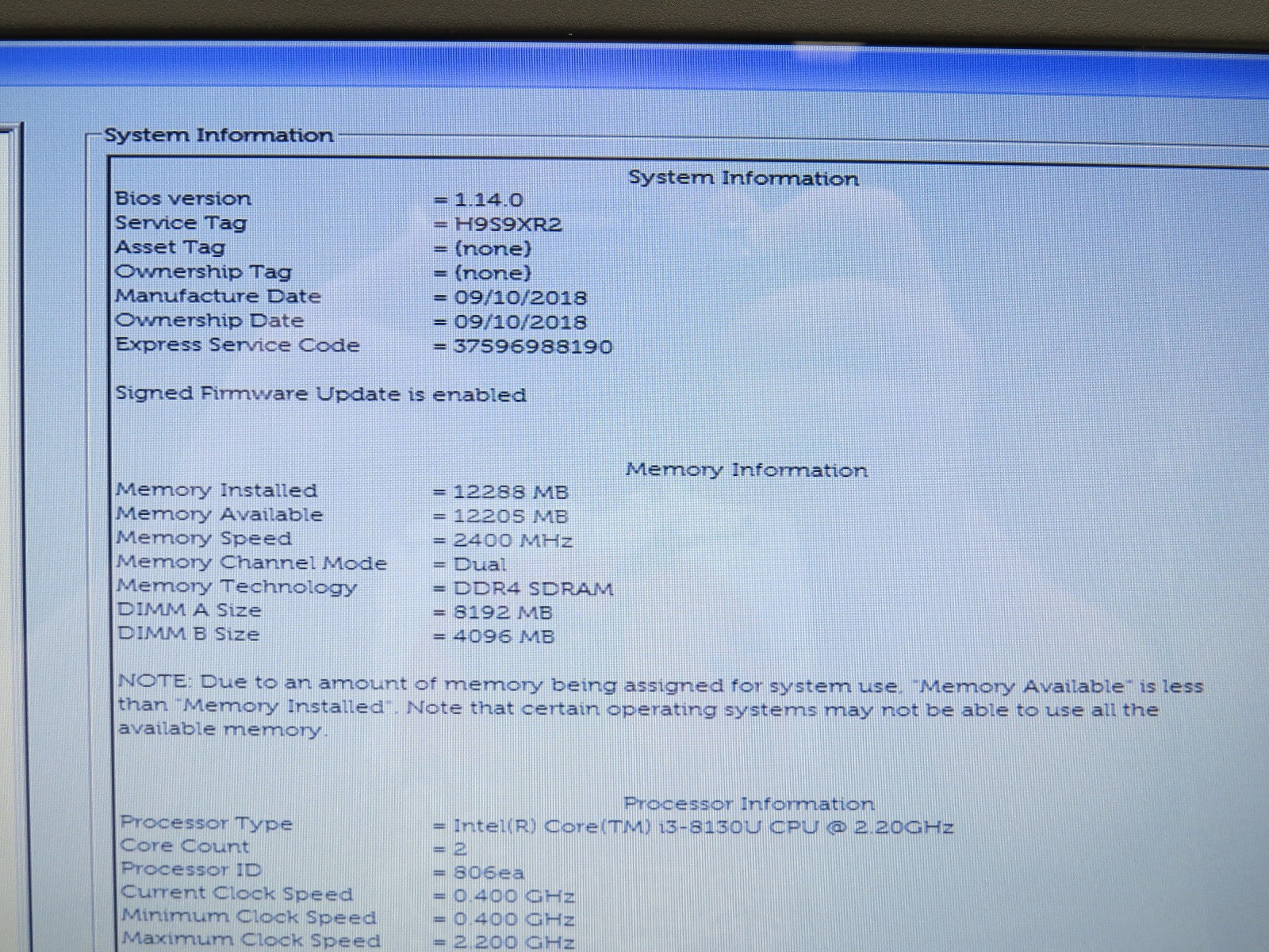 Dell Inspiron 15 | i3-8130U @ 2.2 GHz | 12GB DDR4 | 15.6″ | No HDD/OS