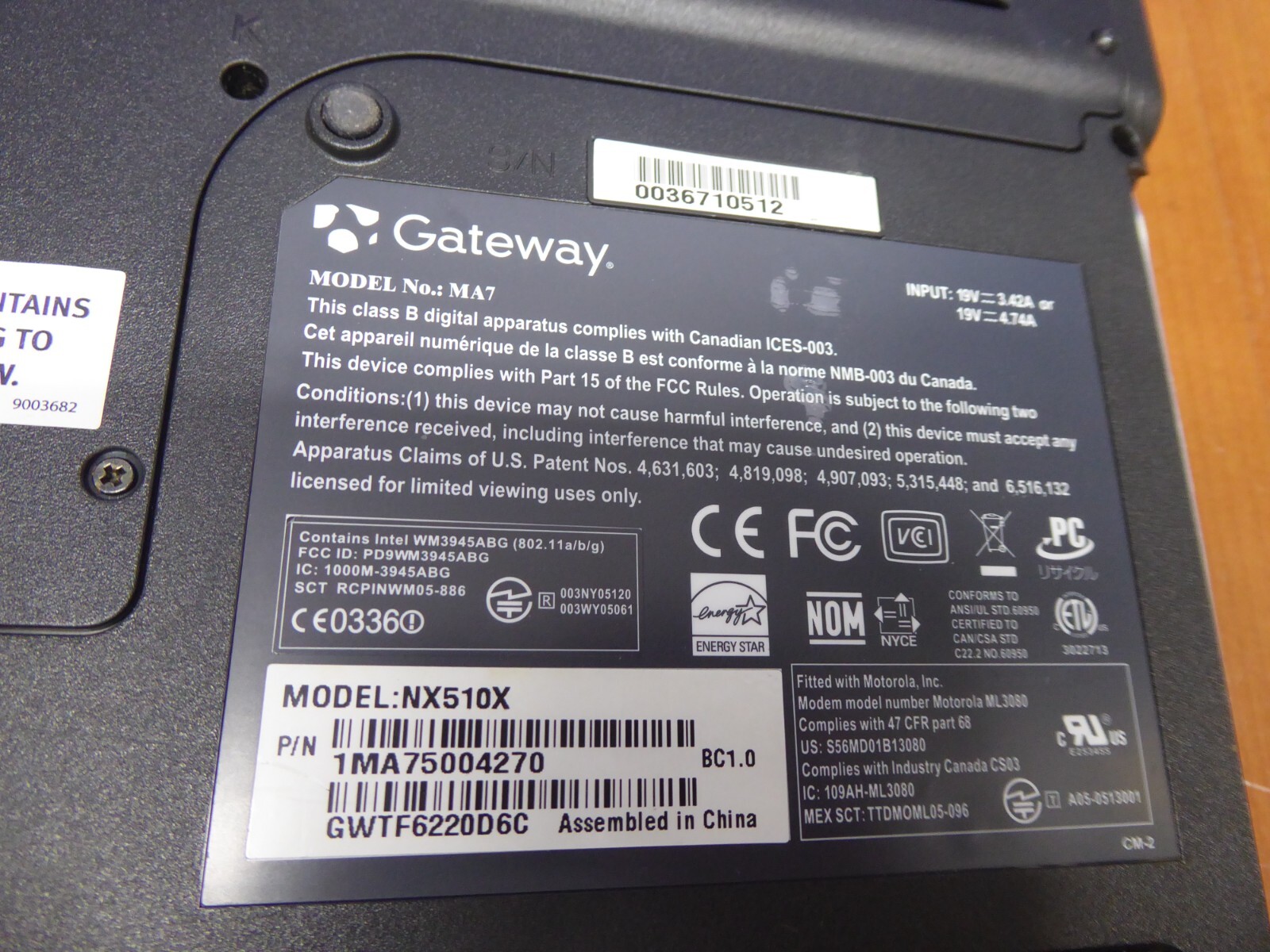 GATEWAY NX510X MA7 15.4″ LAPTOP INTEL T2300 1.66GHz 1GB 40GB- NO O/S LOADED