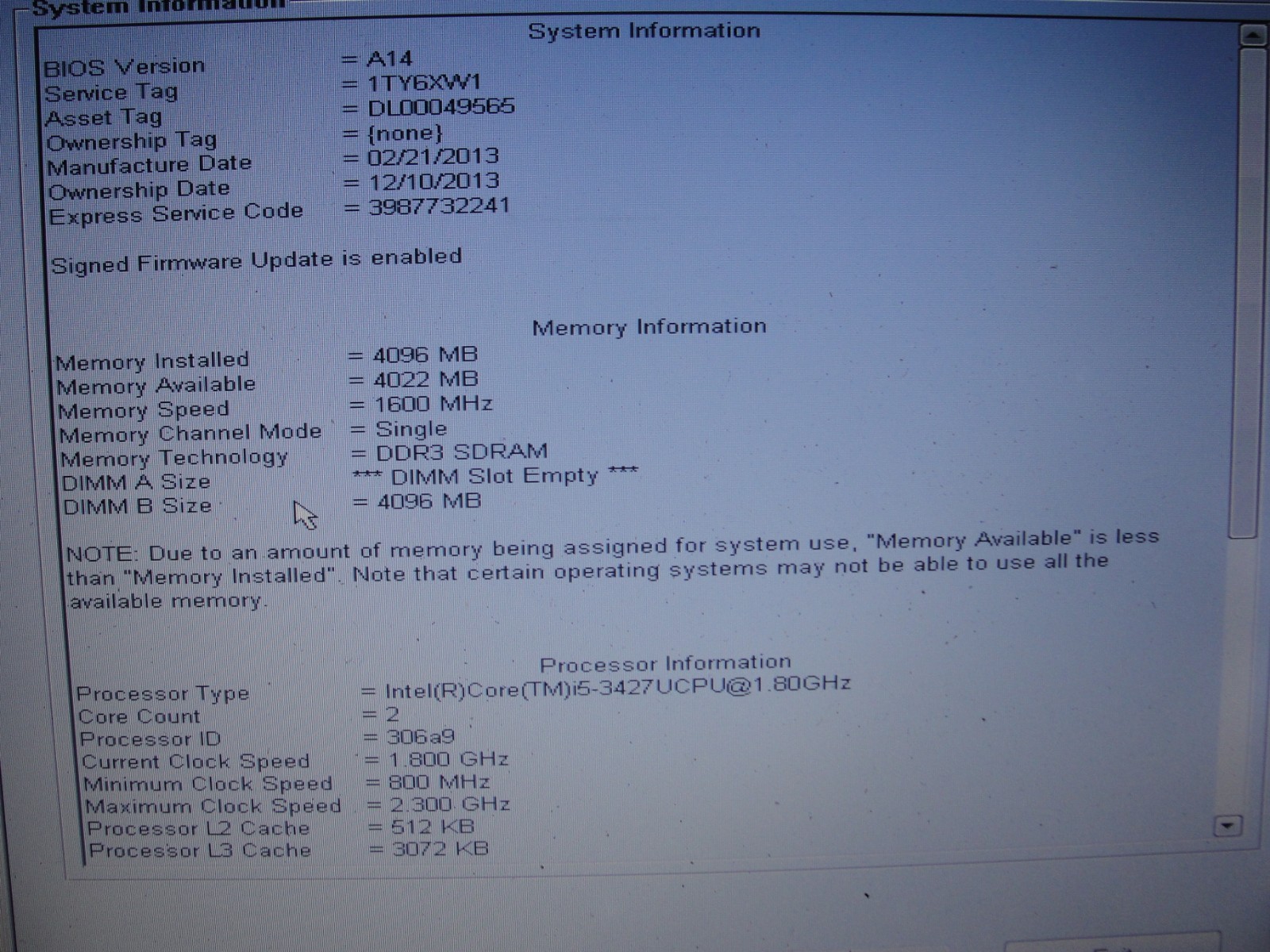 Dell Latitude 6430U, Intel core i5,14″, No RAM No HDD NO OS Boots to BIOS