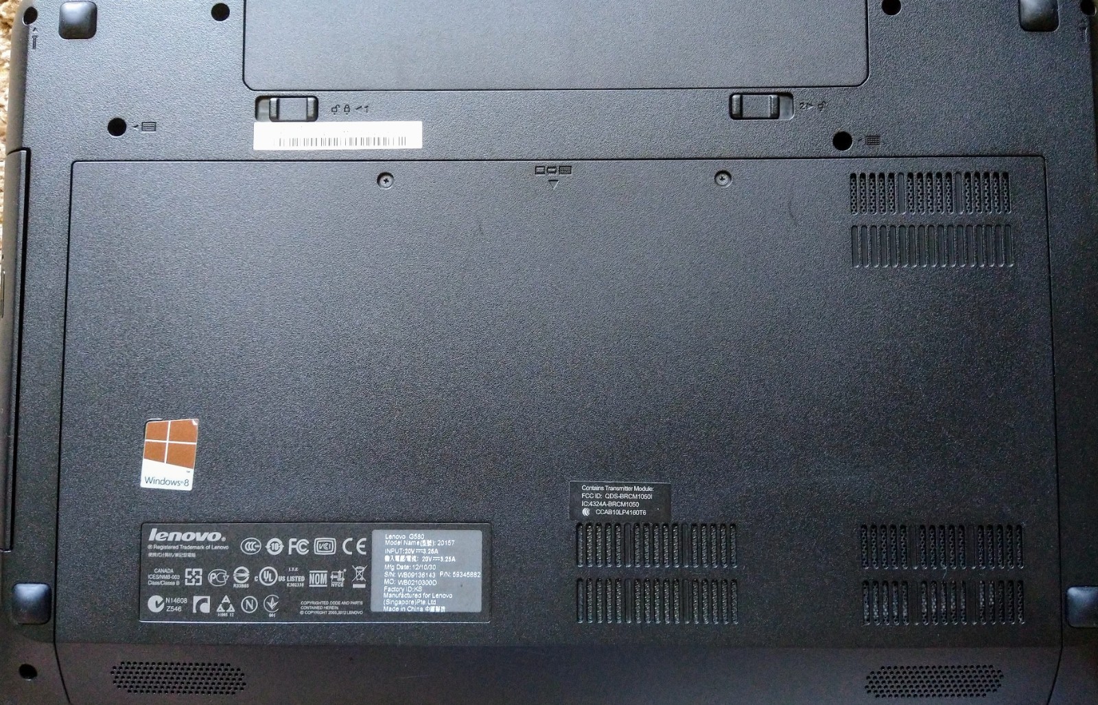 LENOVO G580 INTEL Pentium CPU B980 @ 2.40GHZ / 500GB HDD 4GB DDR Ram