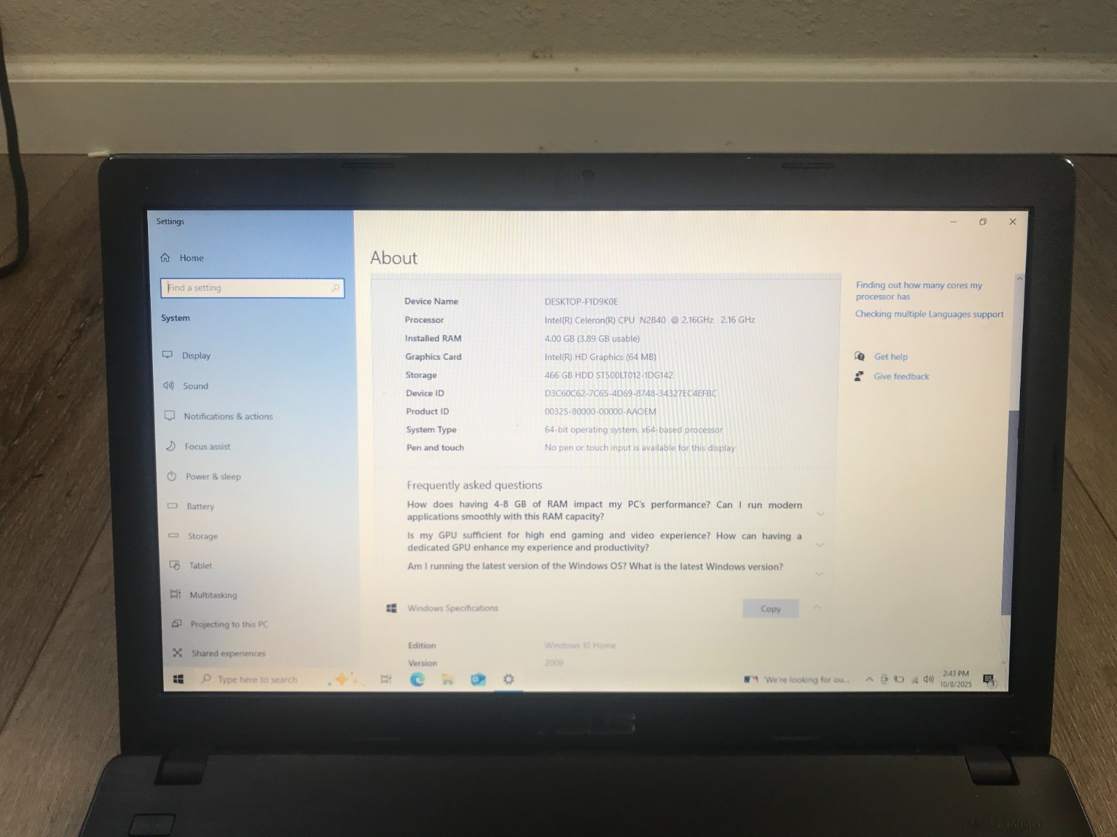 ASUS X551MAV-HCL1201E 15.6″ Intel Celeron N2840 2.16GHz 4GB RAM 500GB HDD Win10