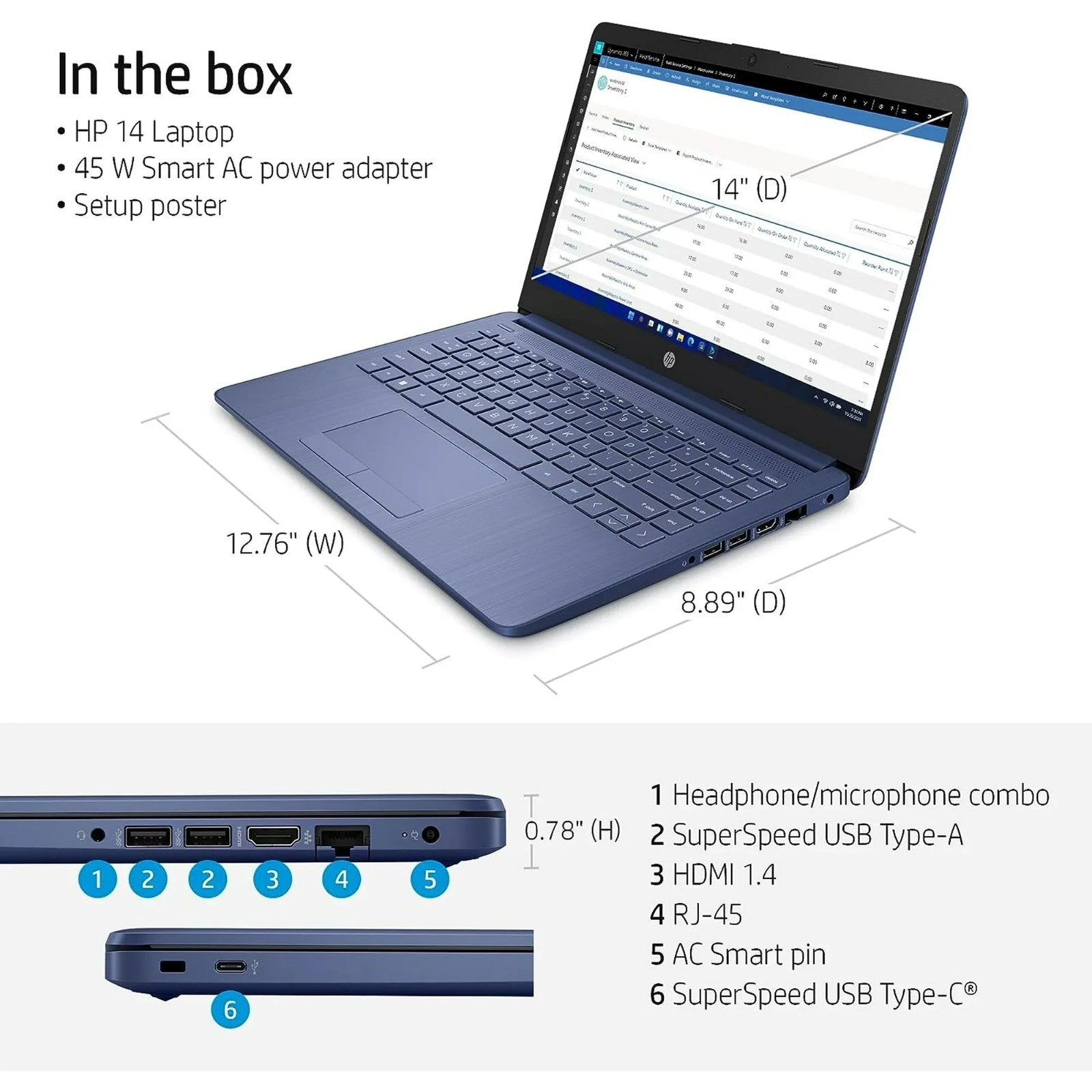 HP Stream 14-CF2111WM 14” (64GB eMMC Intel Celeron N4120 4GB RAM) Laptop – Blue