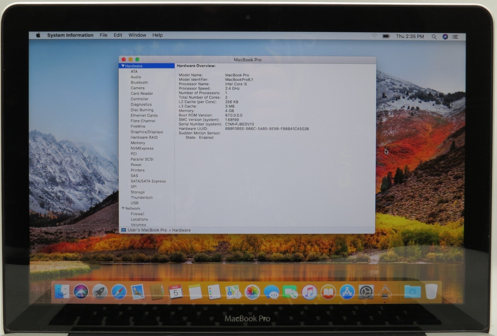2011 Apple MacBook Pro13″ A1278 _ i5-2435M _ 4GB / 512GB _ macOS