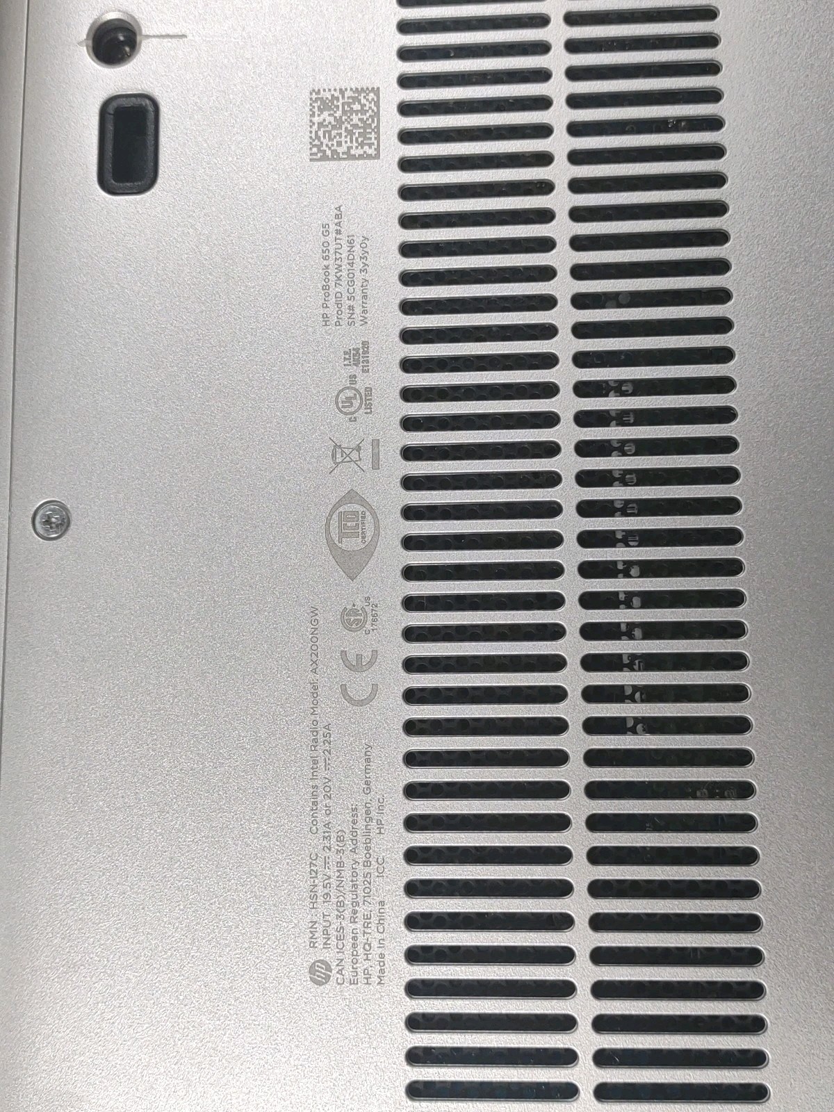 HP ProBook 650 G5 15.6″ W/ Intel i5-8365U @ 1.6GHz, 8GB, 256GB.