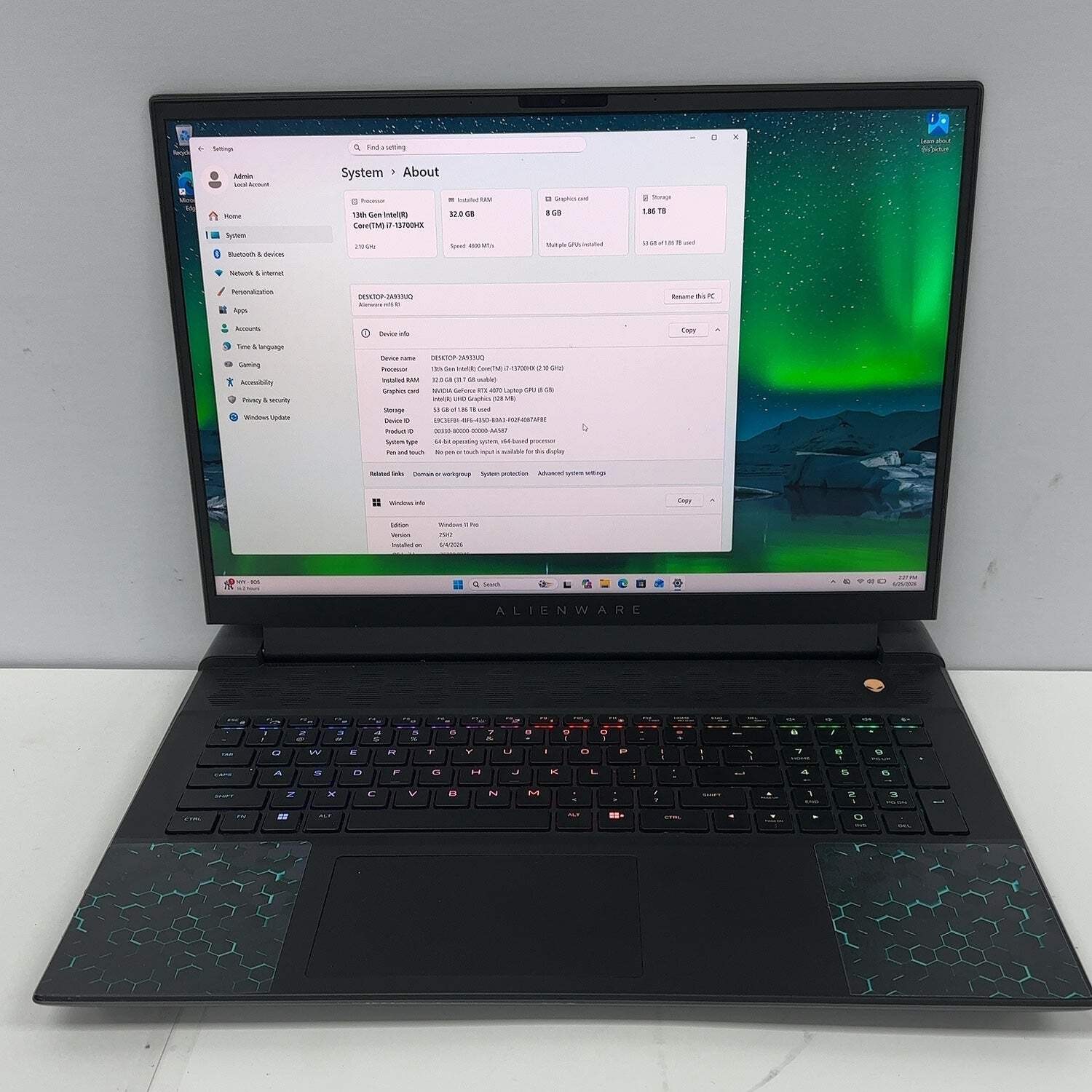 Alienware M16 M16R1 16″ i7-13700HX 5.0GHz 32GB RAM 2TB SSD GeForce RTX 4070