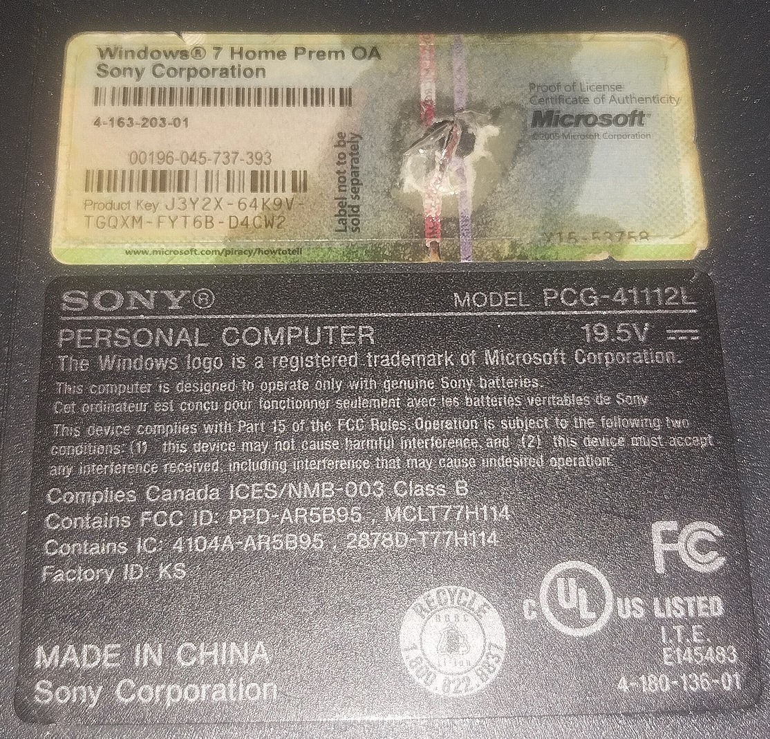 Sony Vaio PCG-41112L Laptop Computer For Parts or Repair