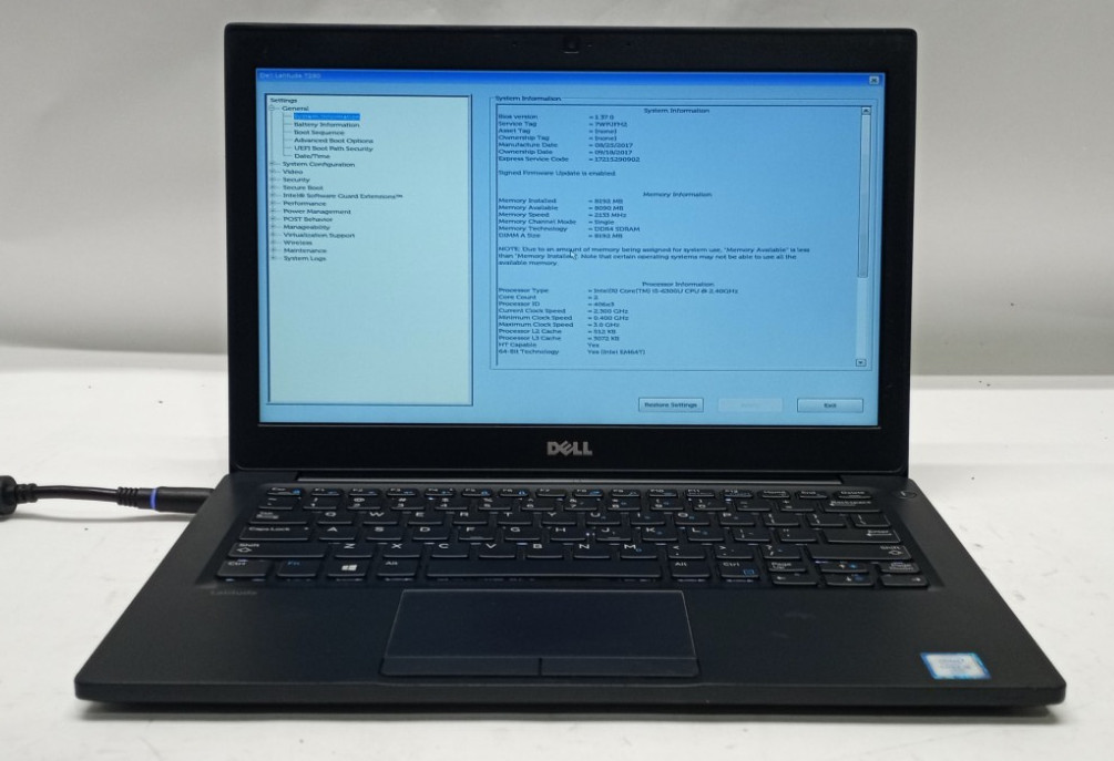 Dell Latitude 7280 i5-6300U VPRO@2.40GHZ 8GB RAM NO HDD/NO OS/NO BATTERY WH704*