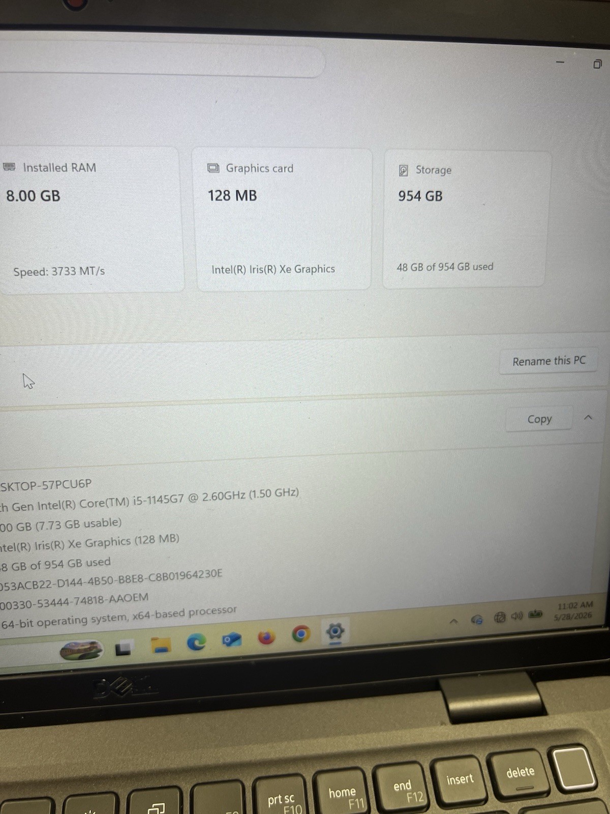 Dell Latitude 7320 Laptop Intel Core i5-1145G7 @2.60GHz 8GB RAM 954GB SSD Win 11