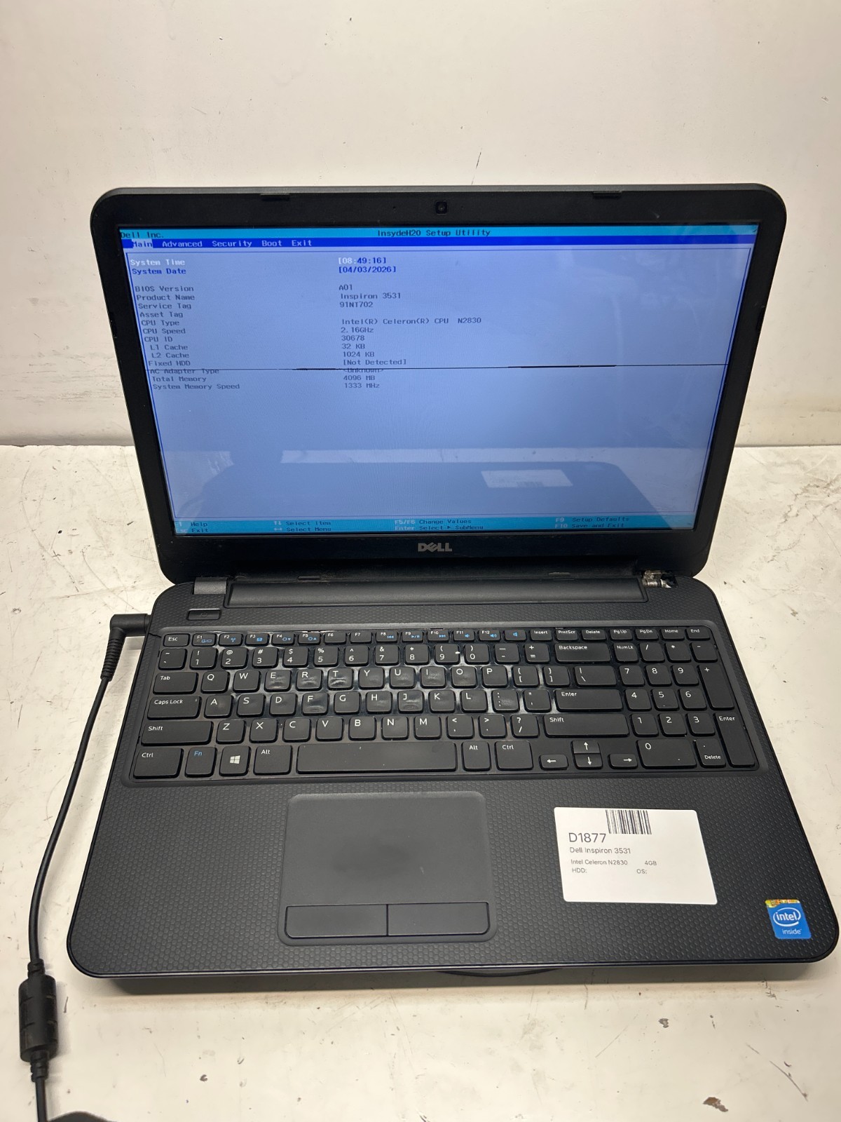Dell Inspiron 3531 Intel Celeron N2830 2.16GHz 4GB NO HDD